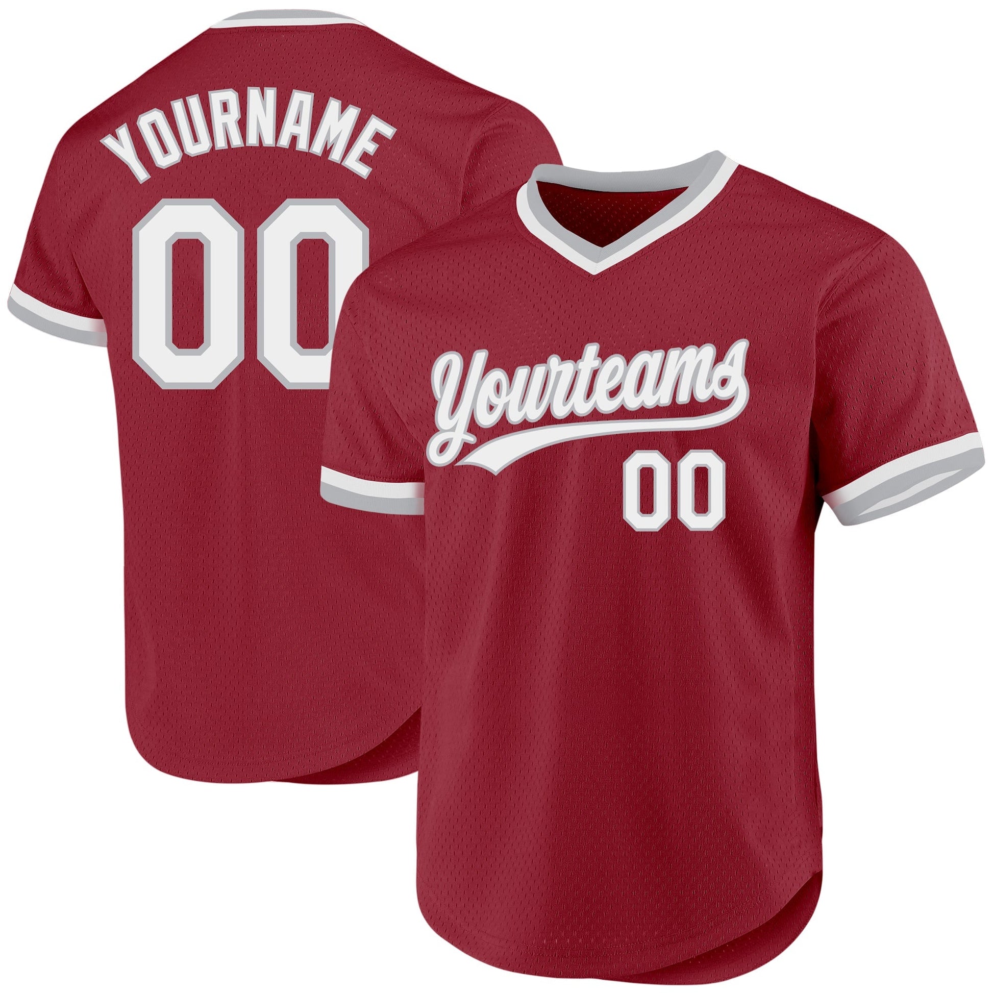 Custom Maroon White-Gray Authentic Throwback Baseball Jersey baseball jersey product view 1