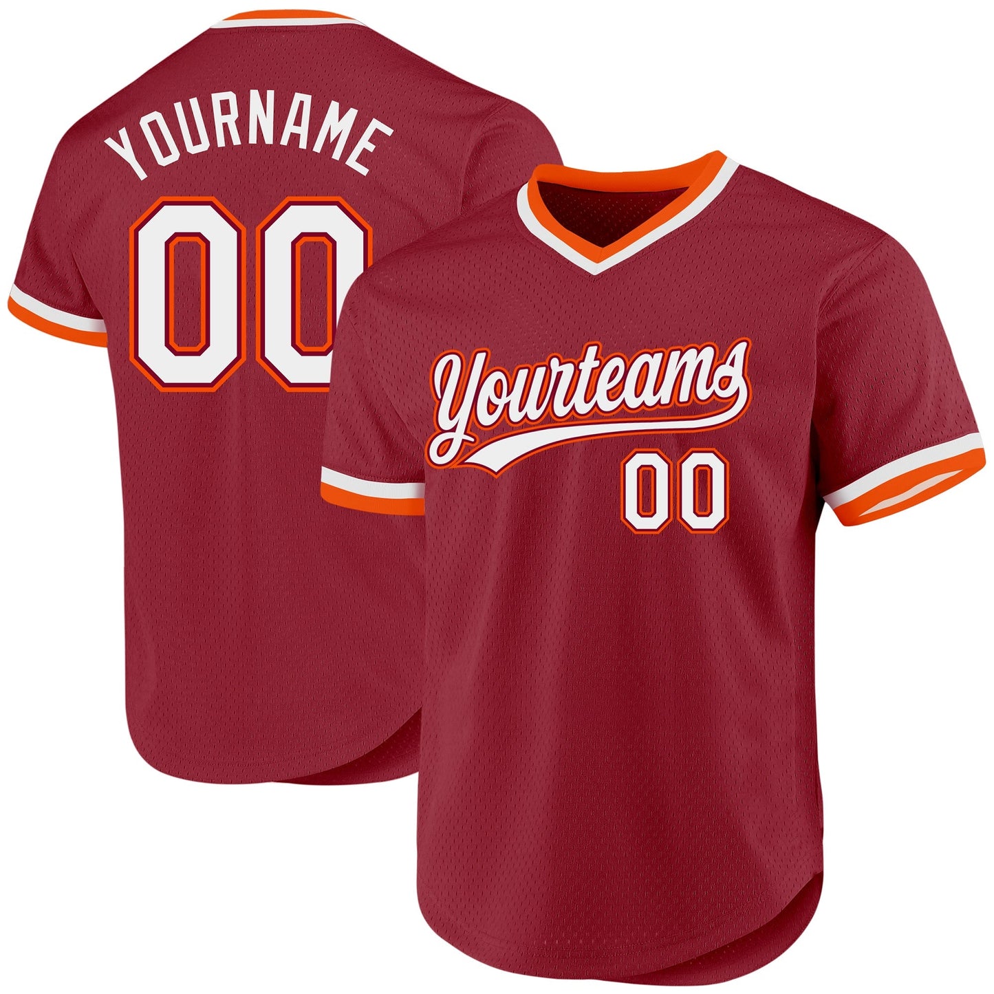 Custom Maroon White-Orange Authentic Throwback Baseball Jersey baseball jersey product view 1