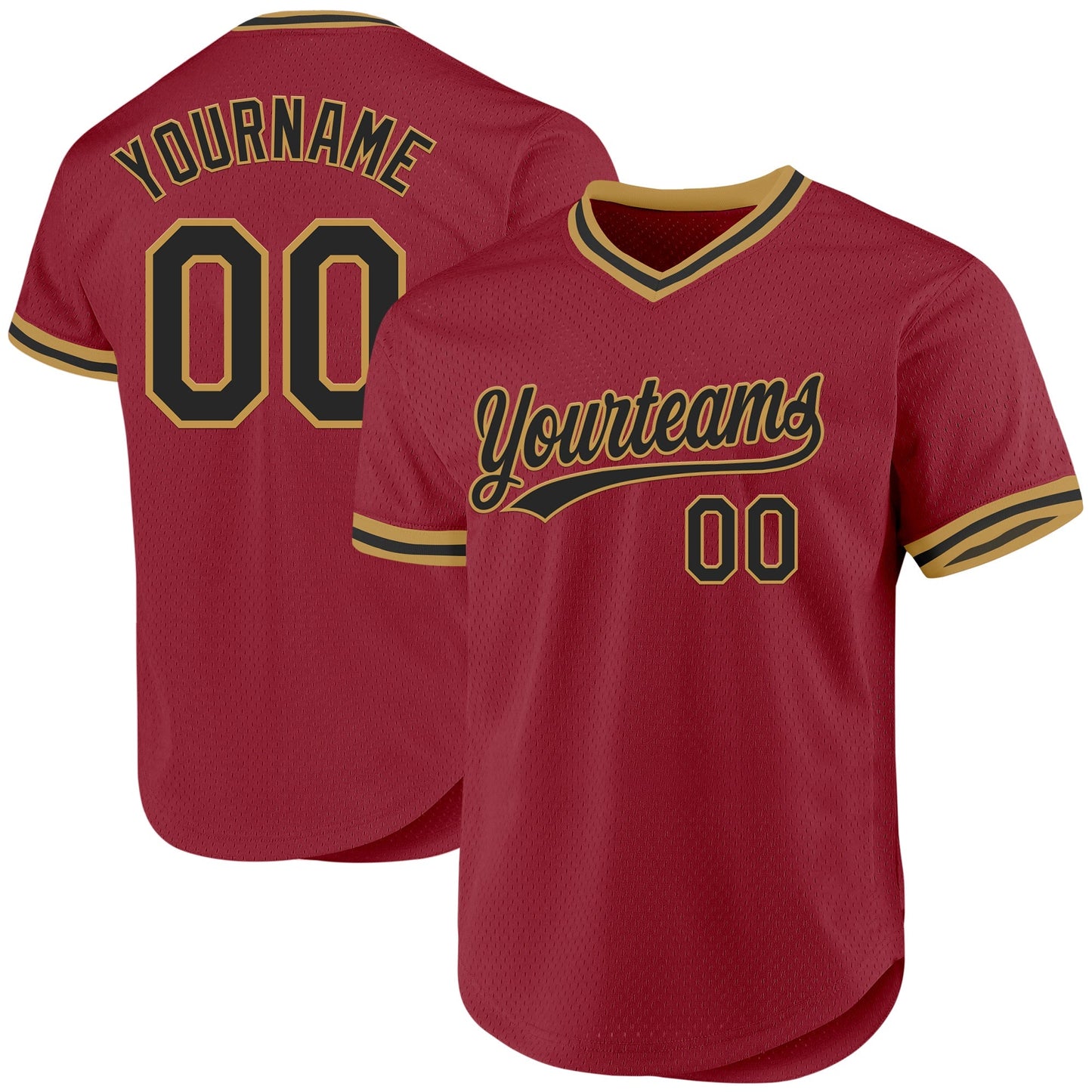 Custom Maroon Black-Old Gold Authentic Throwback Baseball Jersey baseball jersey product view 1