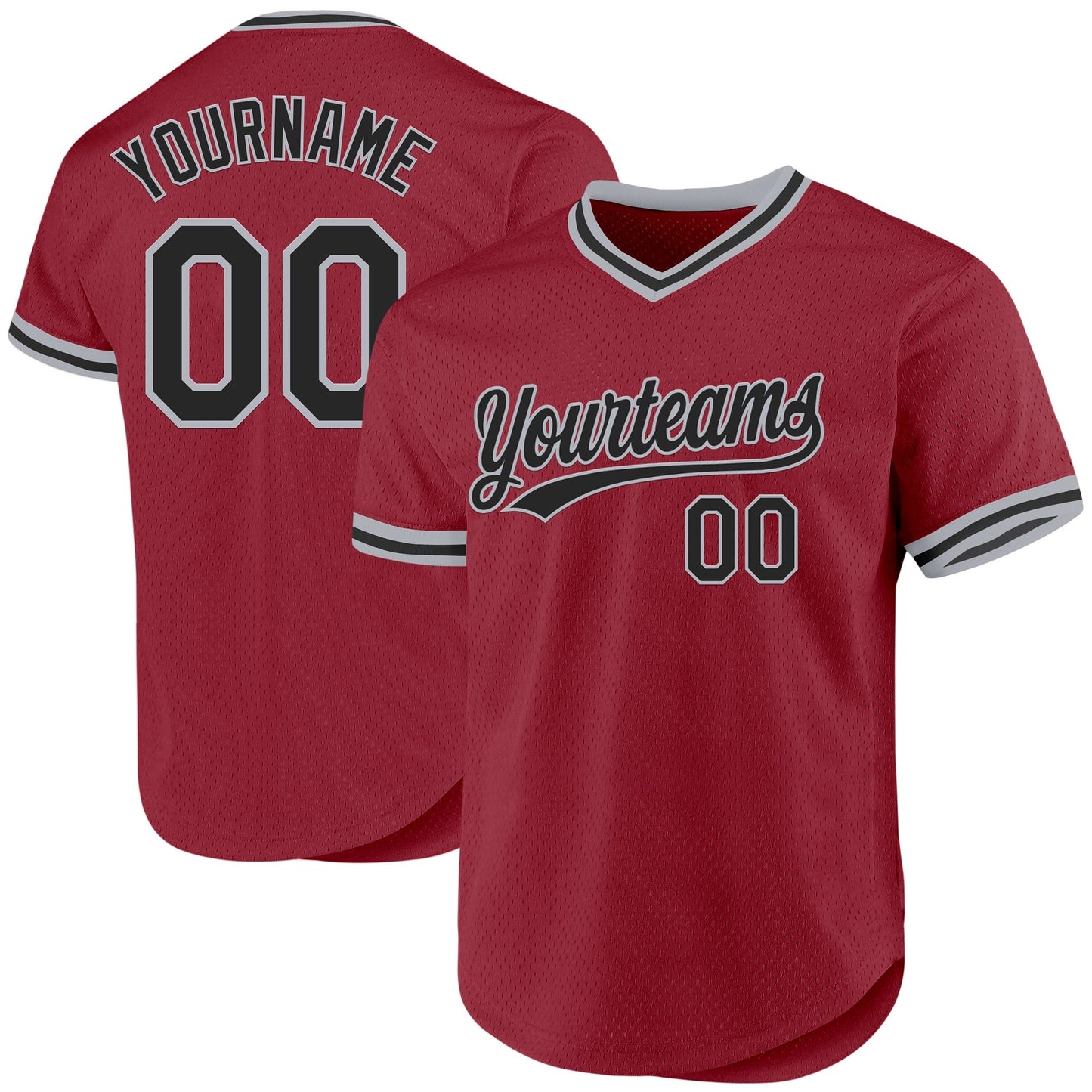 Custom Maroon Black-Gray Authentic Throwback Baseball Jersey baseball jersey product view 1