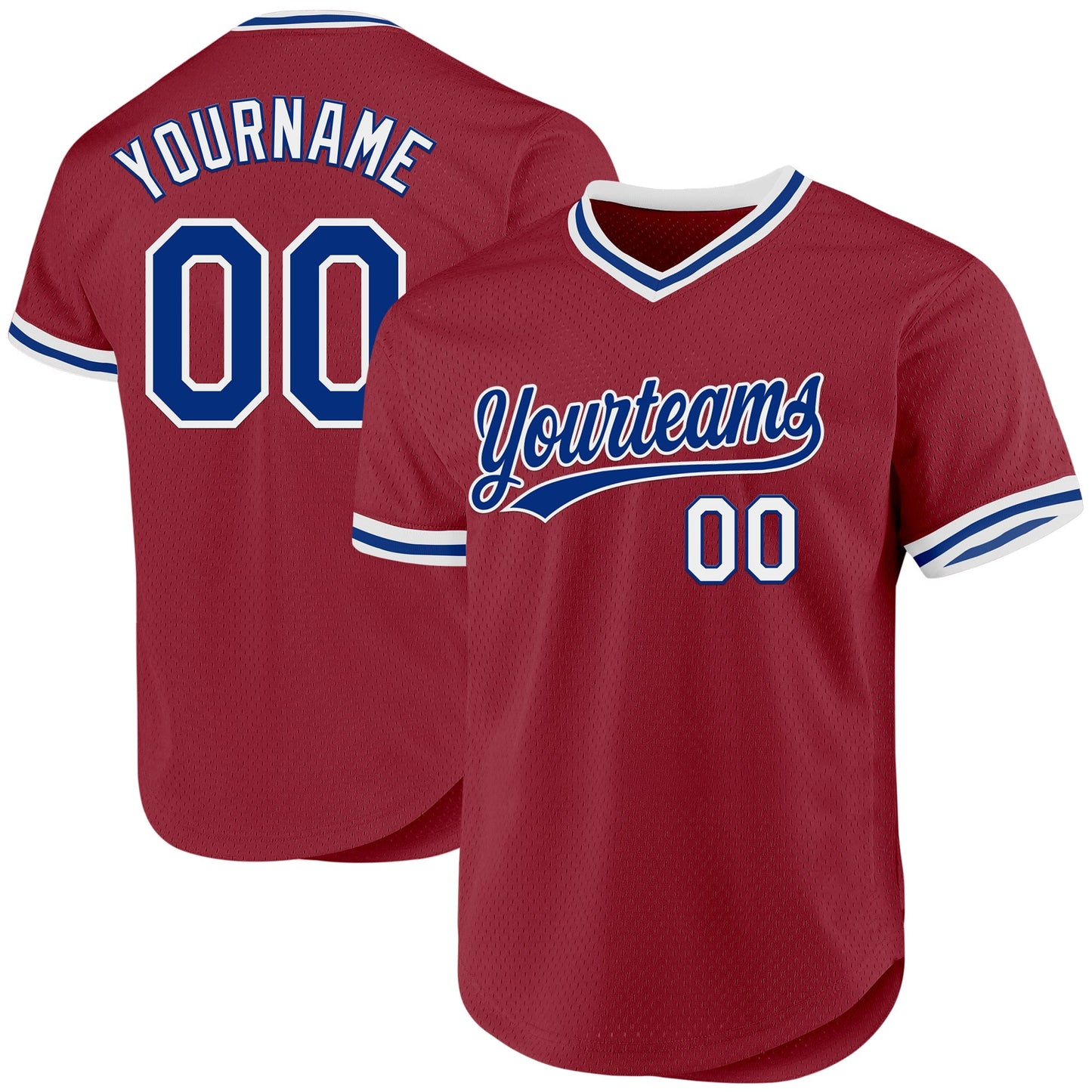 Custom Maroon Royal-White Authentic Throwback Baseball Jersey baseball jersey product view 1