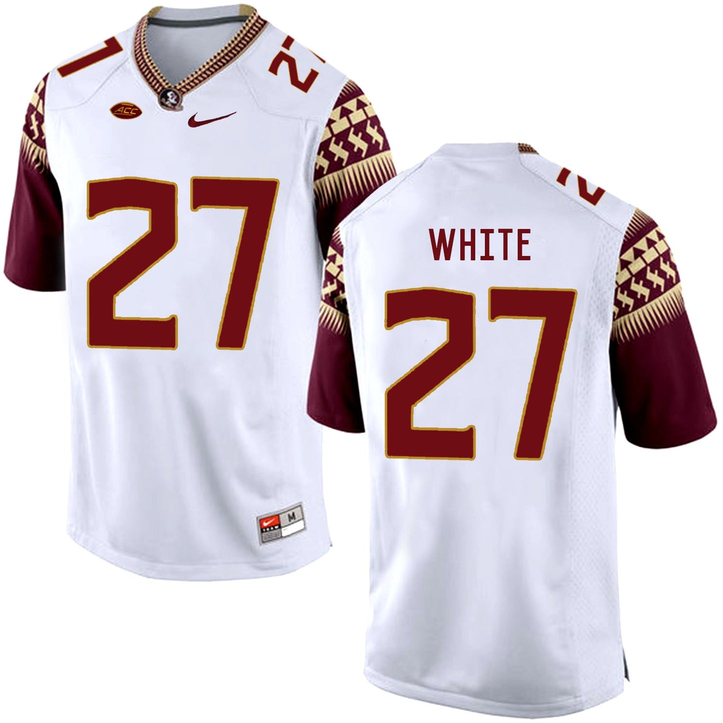 Marquez White 27 White College Football Jersey football jersey product view 1