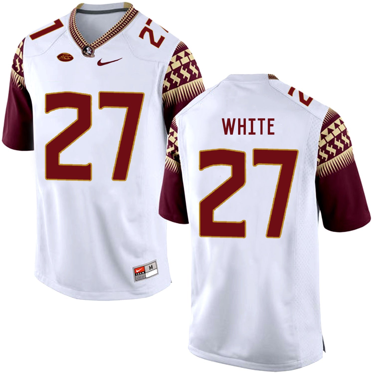 Marquez White 27 White College Football Jersey football jersey product view 1