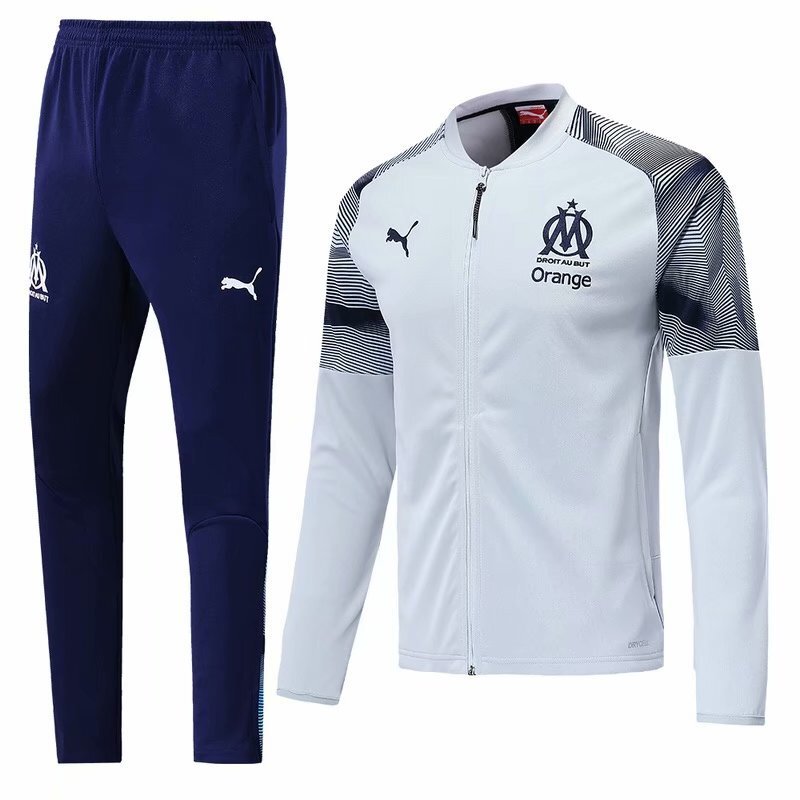 Marseille White black Back Training Suit 1 Soccer Jersey sports jersey product view 1