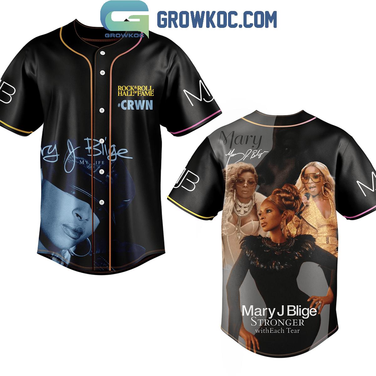Mary J Blige Stronger With Each Other Hall Of Fame 2024 Rock And Roll Baseball Jersey baseball jersey product view 1