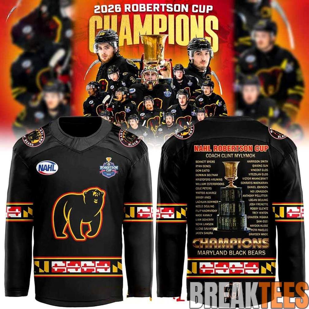 Maryland Black Bears x Robertson Cup Champions 2026 Hockey Jersey Unisex T-shirt, Sweatshirt, Hoodie, Long Sleeve Tee - T-Shirt, Sweatshirt, Hoodie