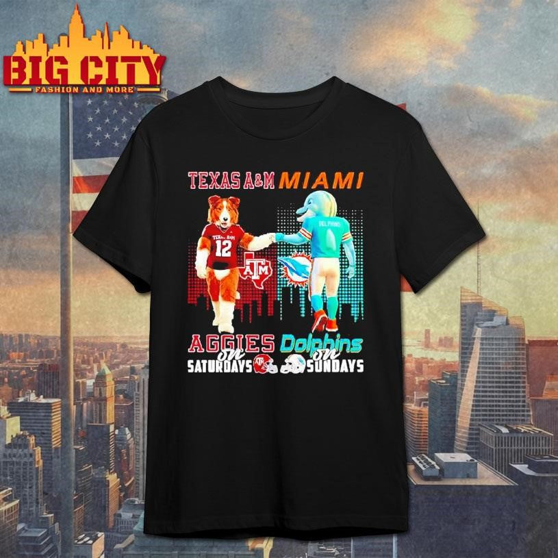Mascot Of Texas Am Aggies On Saturdays And Miami Dolphins On Sundays Shirt Unisex T-shirt, Sweatshirt, Hoodie, Long Sleeve Tee - T-Shirt, Sweatshirt, Hoodie