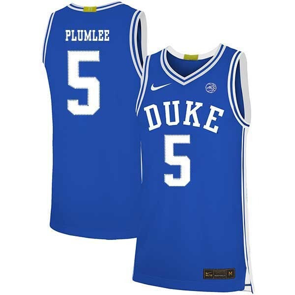Mason Plumlee 5 Blue College Football Jersey football jersey product view 1