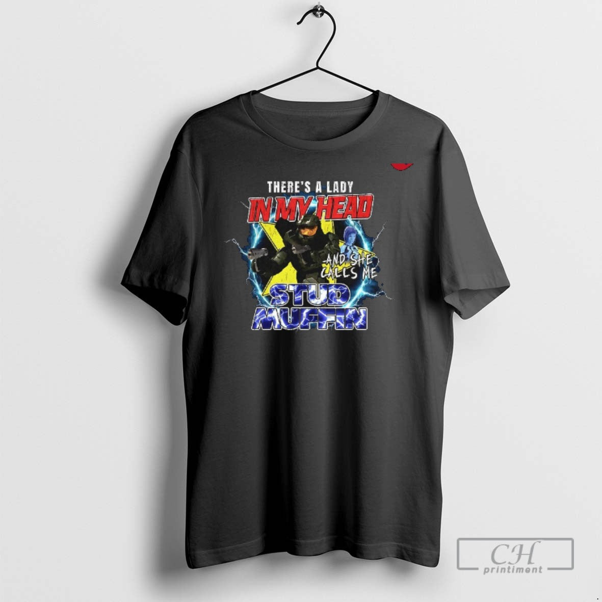 Master Chief Theres A Lady In My Head And She Calls Me Stud Muffin Unisex T-shirt, Sweatshirt, Hoodie, Long Sleeve Tee - T-Shirt, Sweatshirt, Hoodie