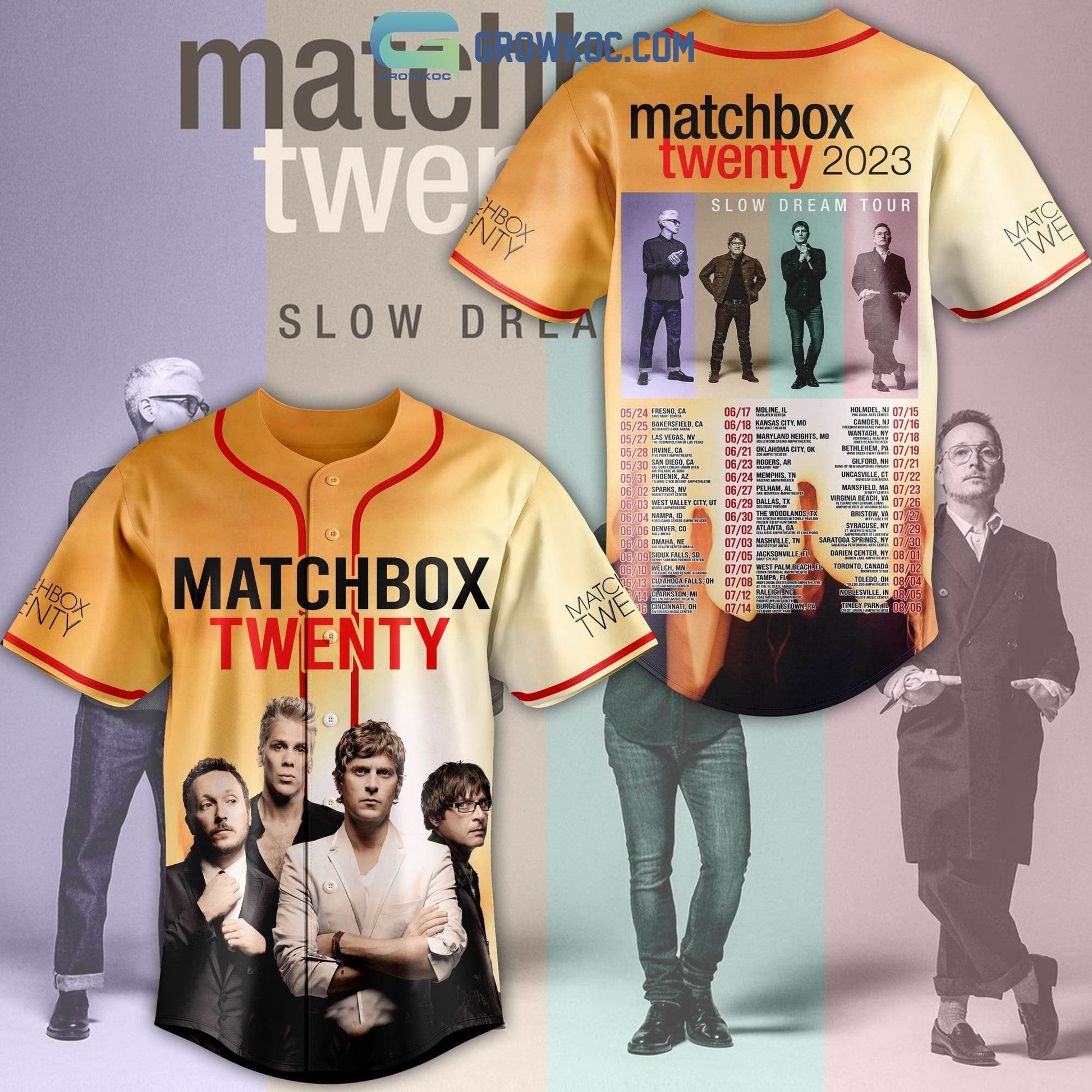 Matchbox Twenty 2023 Slow Dream Tour Baseball Jersey baseball jersey product view 1