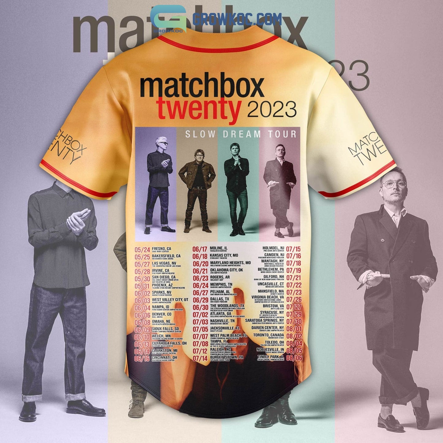 Matchbox Twenty 2023 Slow Dream Tour Baseball Jersey baseball jersey product view 3
