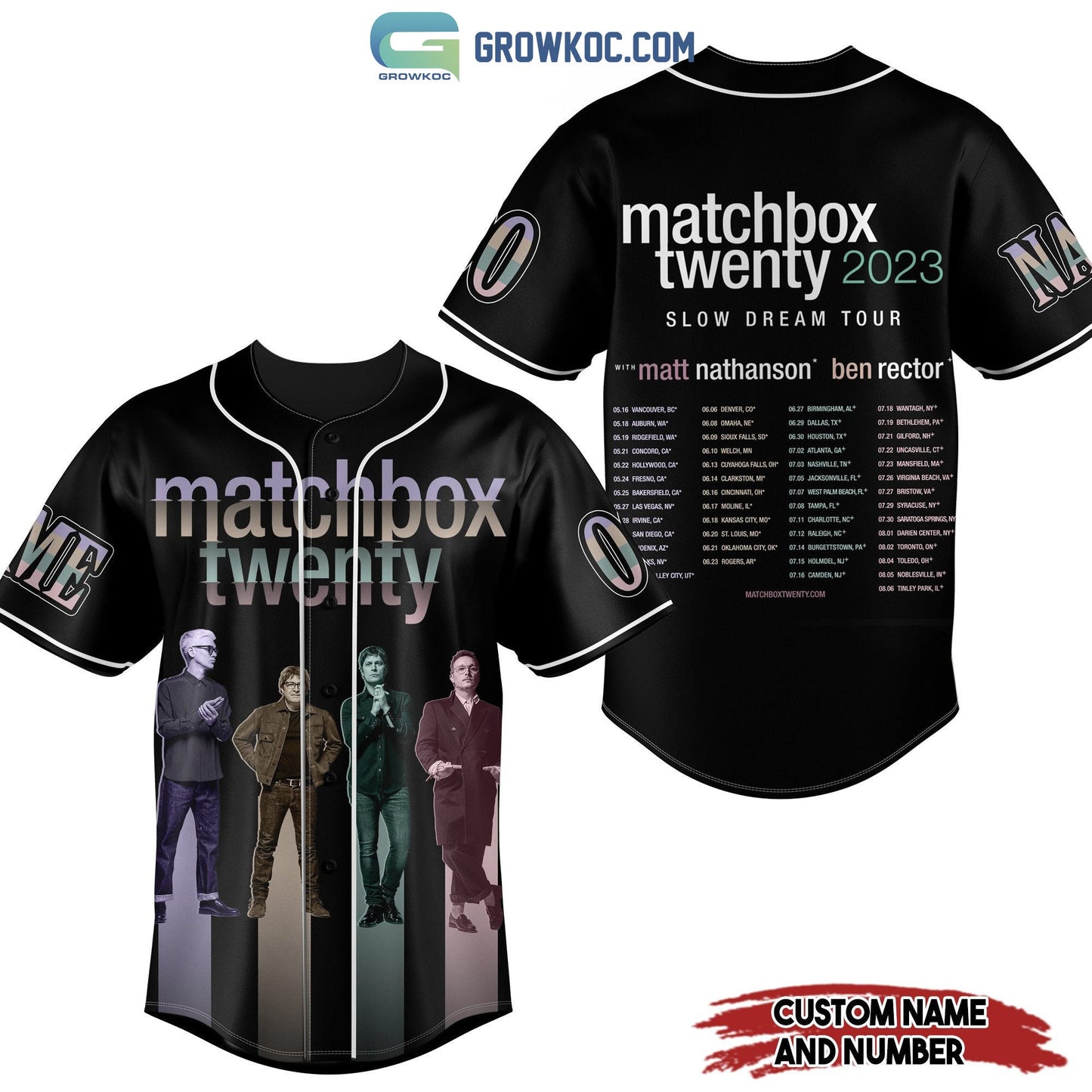 Matchbox Twenty 2023 Slow Dream Tour Personalized Baseball Jersey baseball jersey product view 1