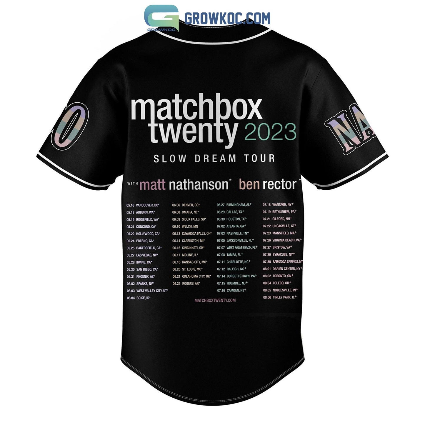 Matchbox Twenty 2023 Slow Dream Tour Personalized Baseball Jersey baseball jersey product view 3