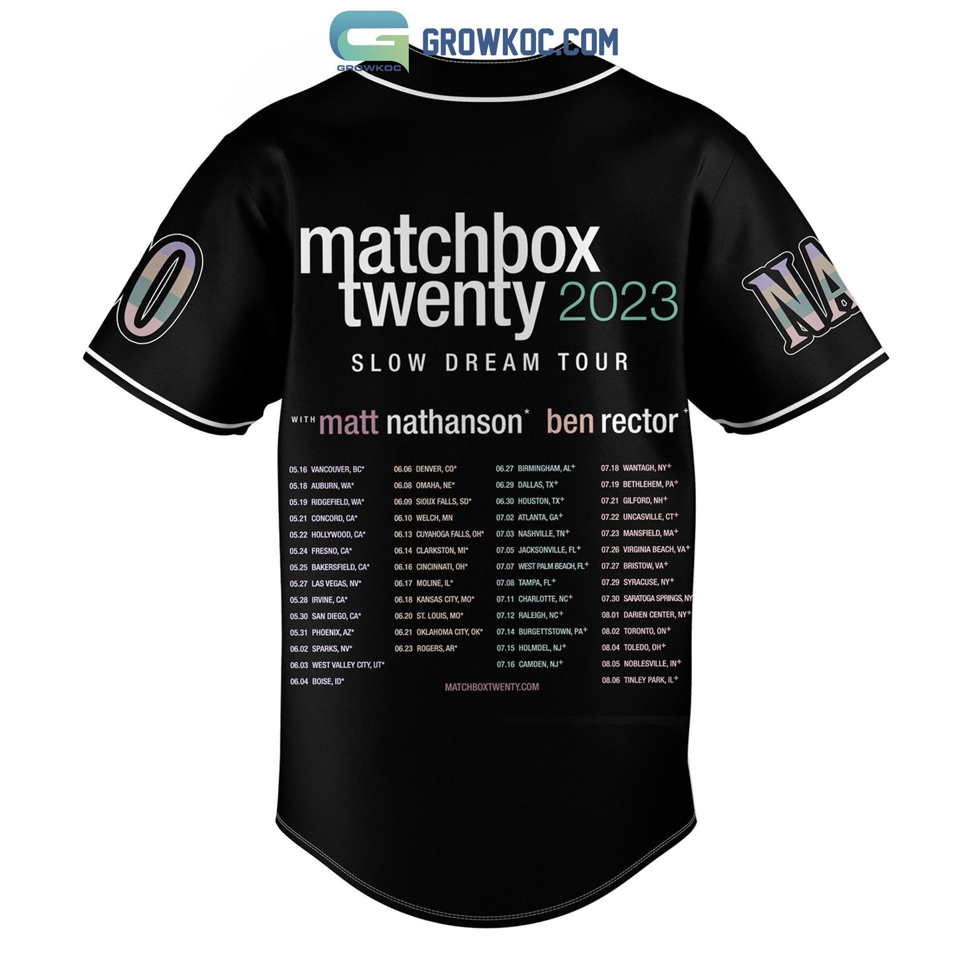 Matchbox Twenty 2023 Slow Dream Tour Personalized Baseball Jersey baseball jersey product view 3