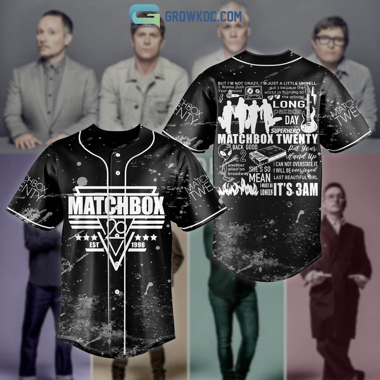 Matchbox Twenty EST 1996 Baseball Jersey baseball jersey product view 1