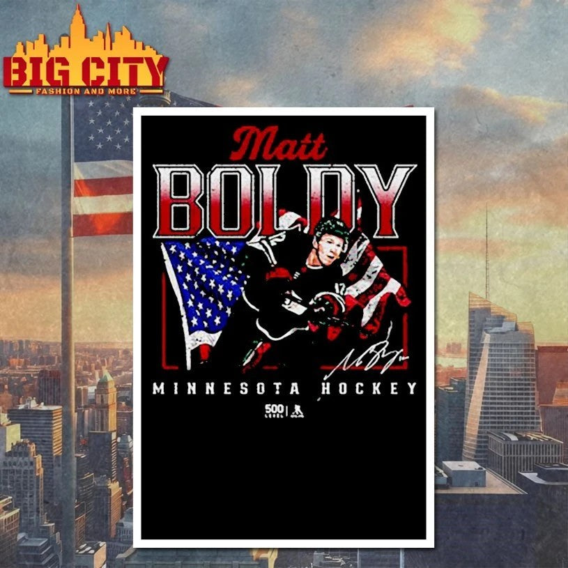 Matt Boldy Minnesota USA Flag signature - Adult & Kids T-Shirts, Sweatshirts & Hoodies apparel design preview 4