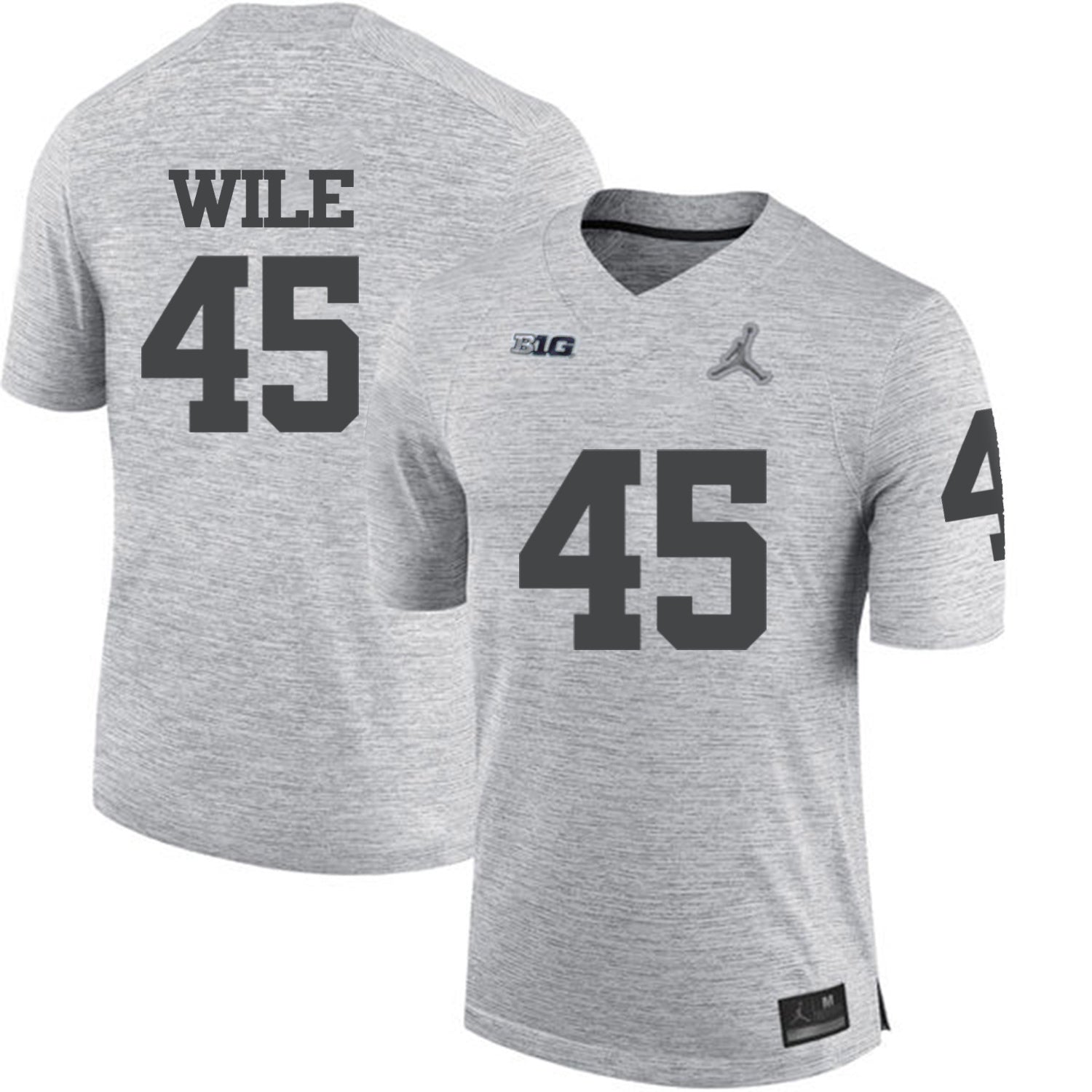 Matt Wile 45 Gray College Football Jersey football jersey product view 1