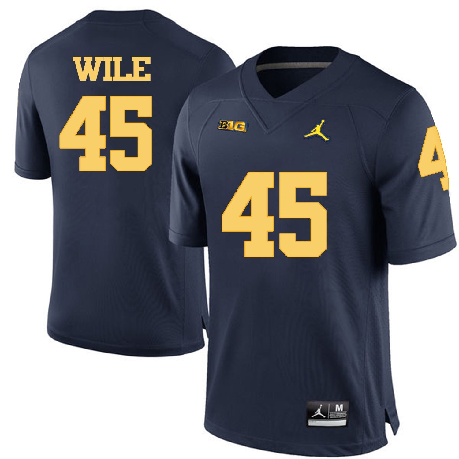 Matt Wile 45 Navy Blue College Football Jersey football jersey product view 1