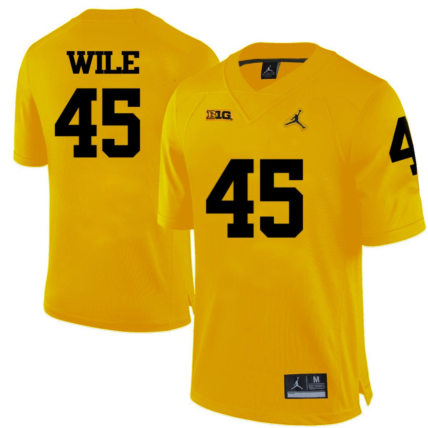 Matt Wile 45 Yellow College Football Jersey football jersey product view 1
