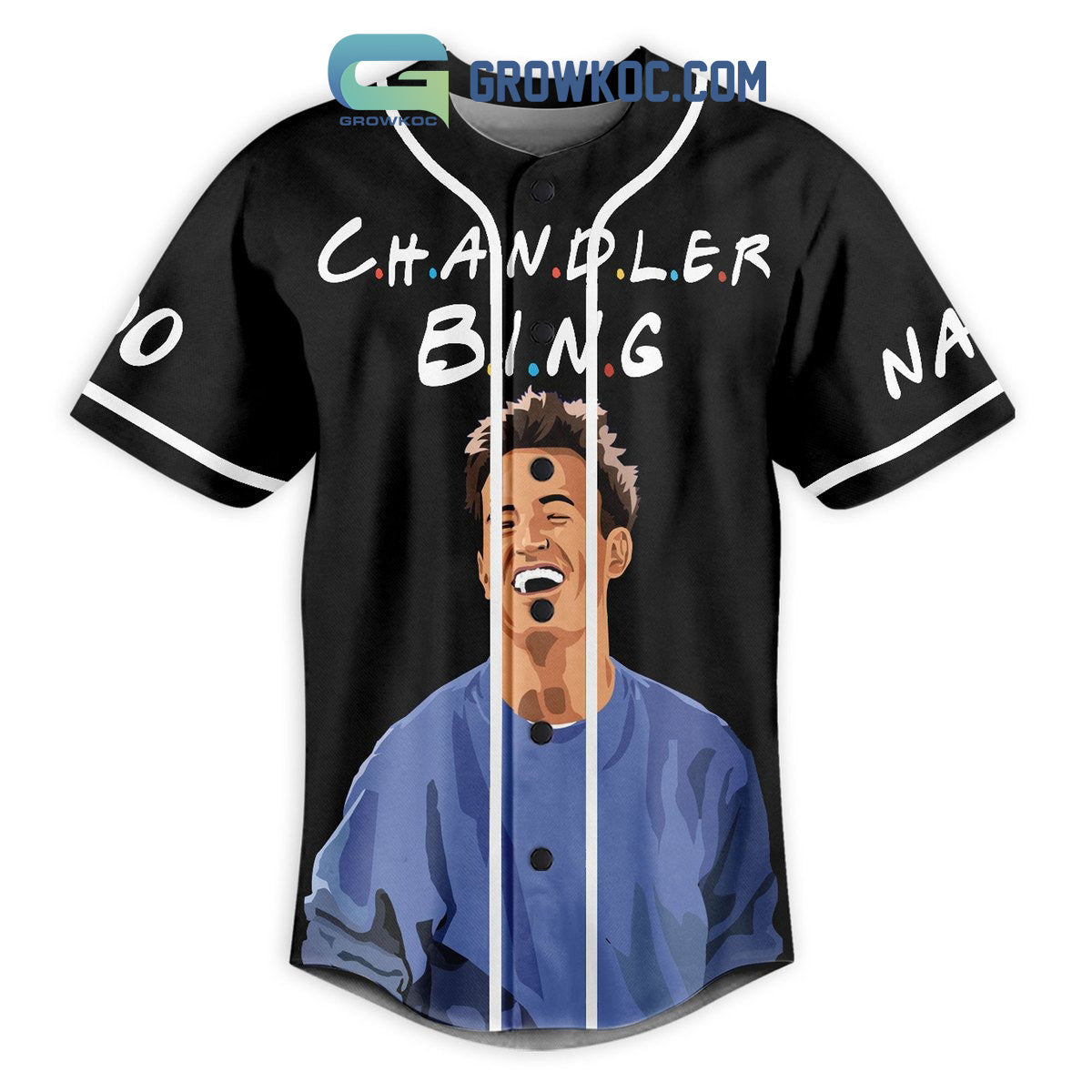 Matthe Perry Hi I’m Chandler I Make Jokes When I’m Uncomfortable Personalized Baseball Jersey baseball jersey product view 2