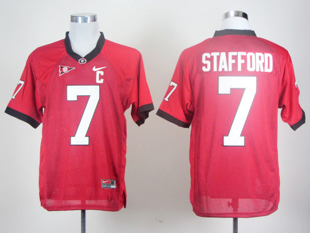 Matthew Stafford 7 Red C Logo College Football Jersey football jersey product view 1