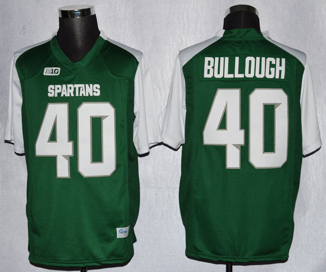 Max Bullough #40 Green White College Football Jersey football jersey product view 1