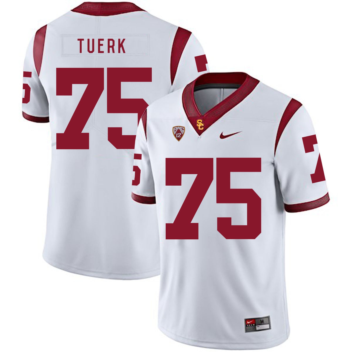 Max Tuerk 75 White College Football Jersey football jersey product view 1