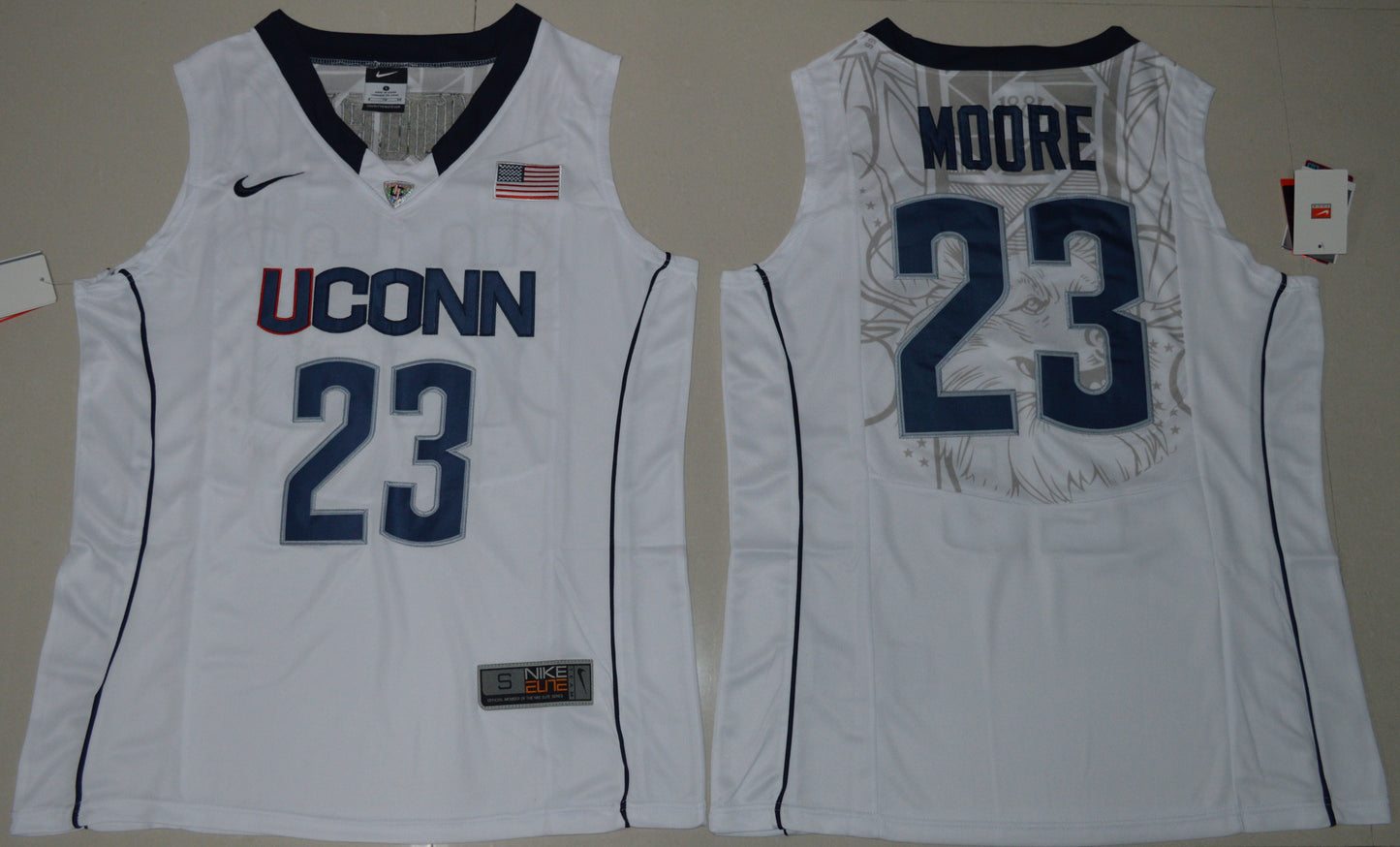 Maya Moore 23 Women White College Football Jersey football jersey product view 1