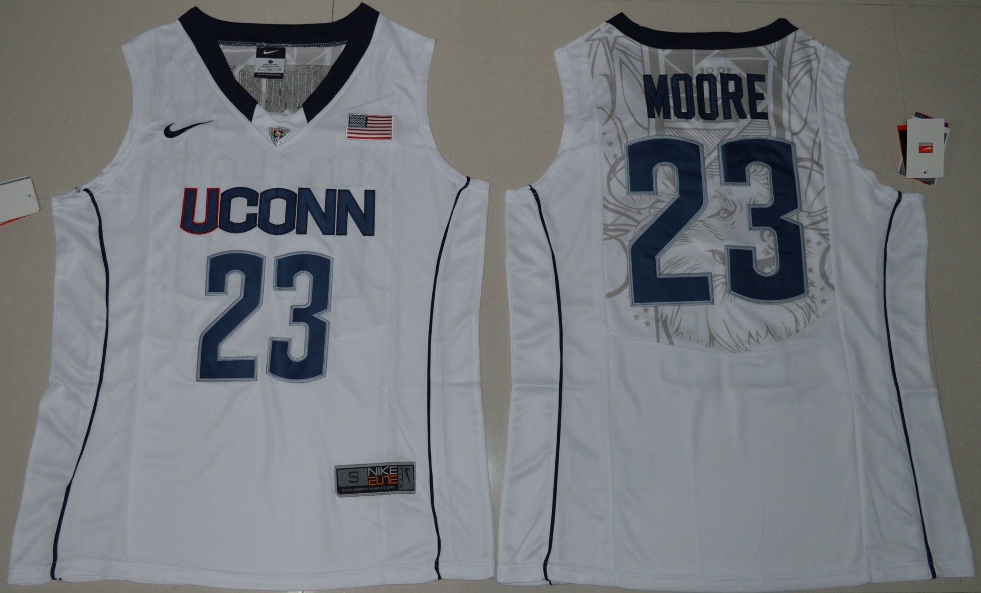 Maya Moore 23 Women White College Football Jersey football jersey product view 1