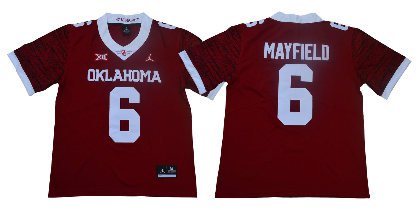 Mayfield 6 Legend Red College Football Jersey football jersey product view 1