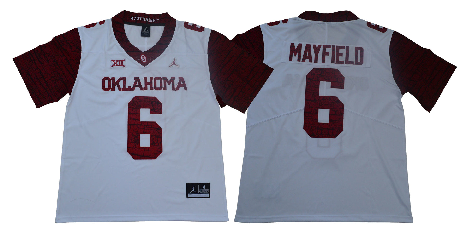 Mayfield 6 Legend White College Football Jersey football jersey product view 1