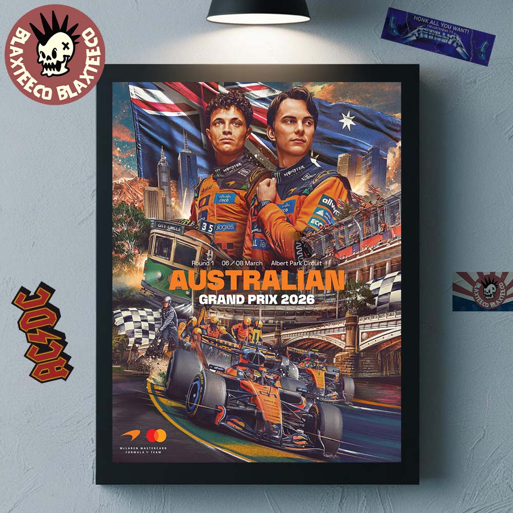 McLaren F1 Team 2026 Australia Grand Prix From 6-8 March At Albert Park In Melbourne Poster Canvas - T-Shirt, Sweatshirt, Hoodie