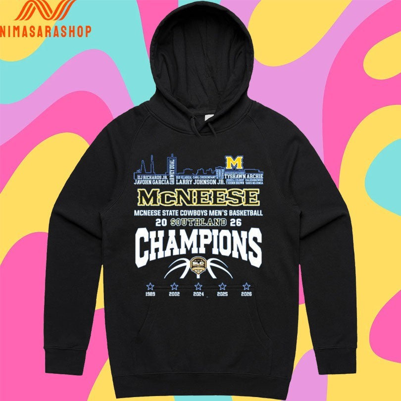McNeese State Cowboys Men's Basketball Southland 2026 - Adult & Kids T-Shirts, Sweatshirts & Hoodies apparel design preview 2