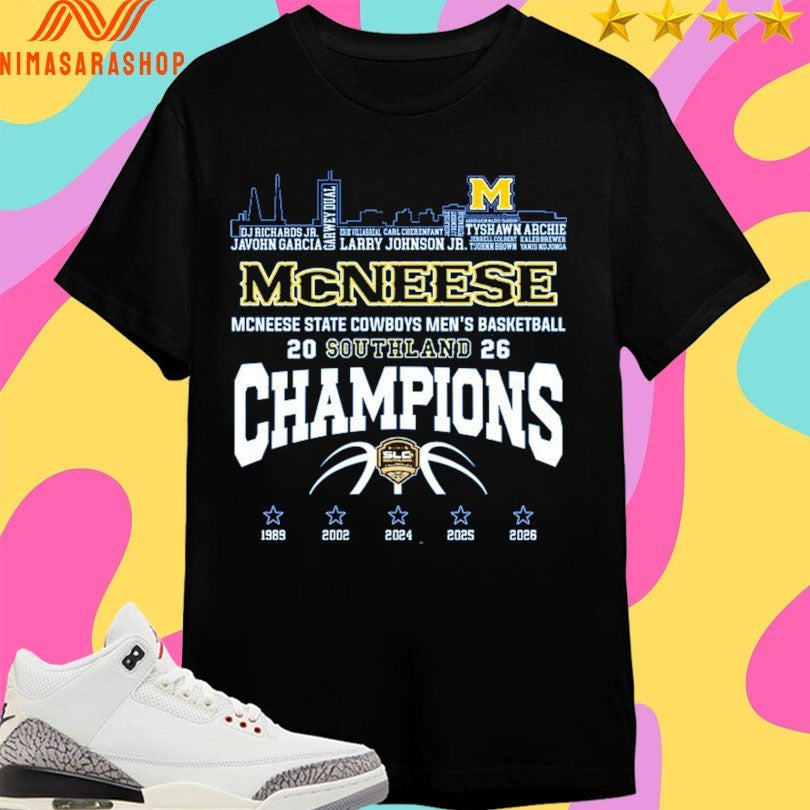 McNeese State Cowboys Men's Basketball Southland 2026 - Adult & Kids T-Shirts, Sweatshirts & Hoodies apparel design preview 1