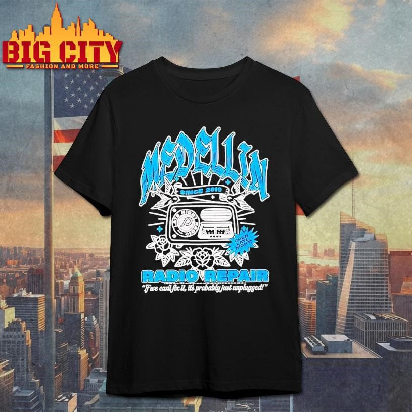 Medellin Radio Repair Late Night Since 2010 Graphic Shirt Unisex T-shirt, Sweatshirt, Hoodie, Long Sleeve Tee - T-Shirt, Sweatshirt, Hoodie