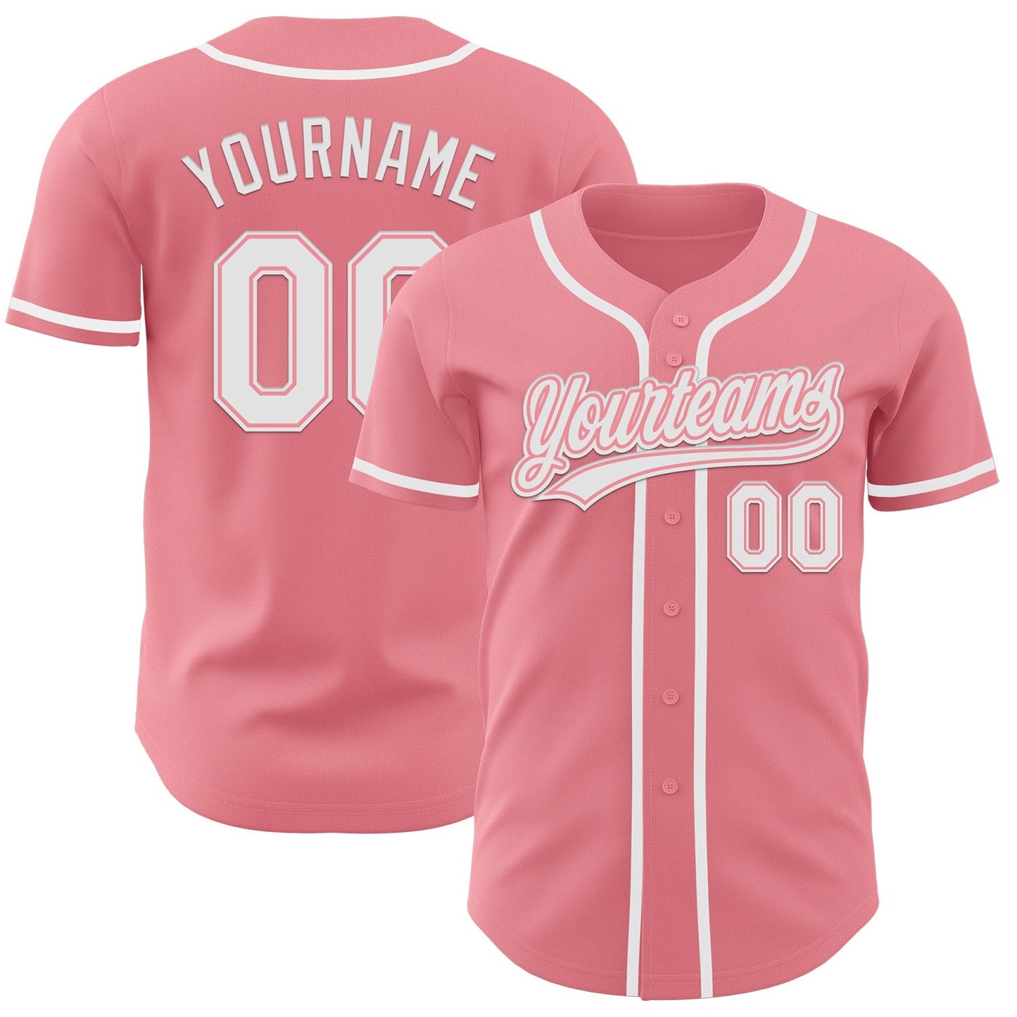 Custom Medium Pink White Authentic Baseball Jersey baseball jersey product view 1