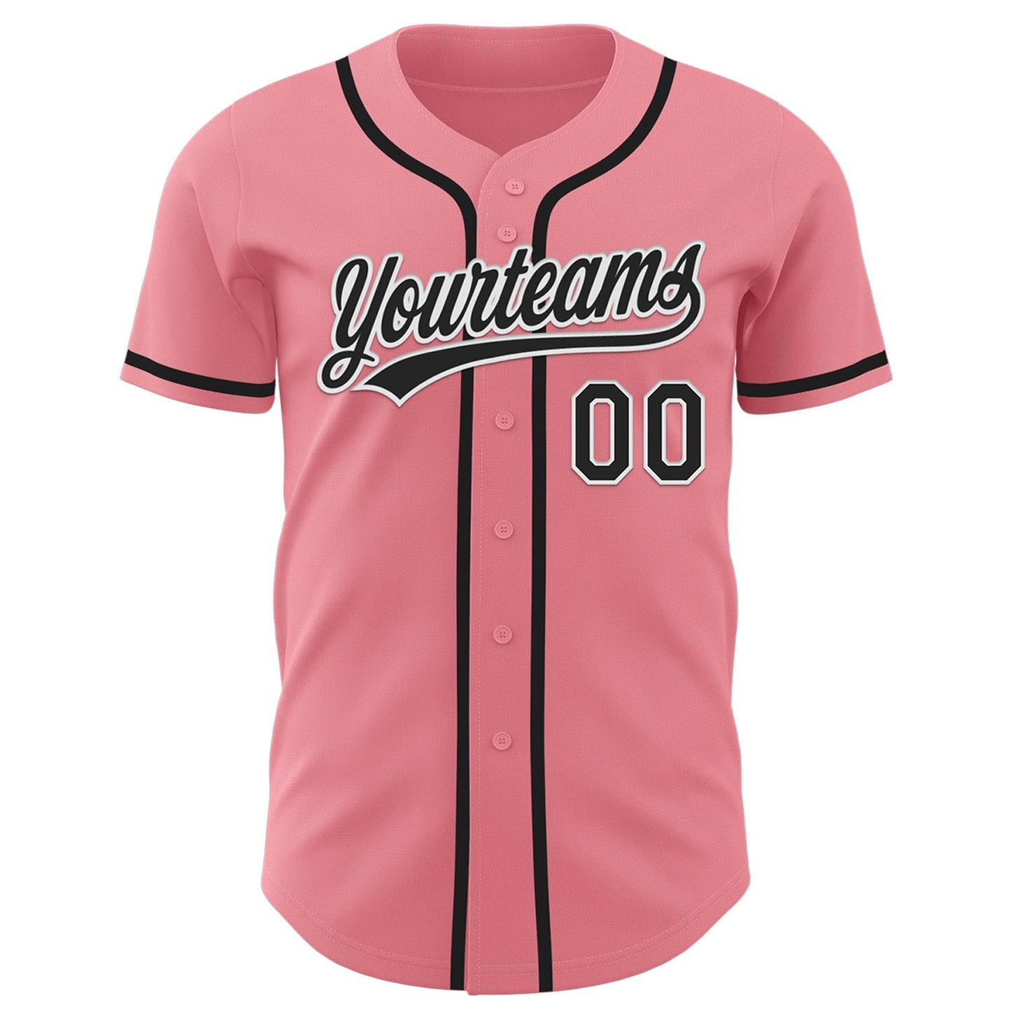 Custom Medium Pink Black-White Authentic Baseball Jersey baseball jersey product view 2