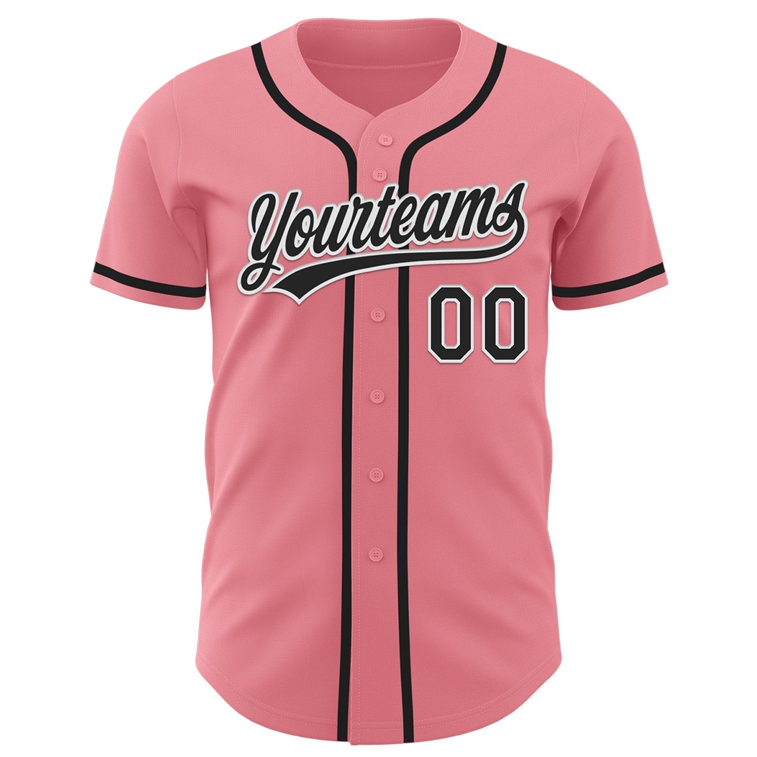 Custom Medium Pink Black-White Authentic Baseball Jersey baseball jersey product view 2