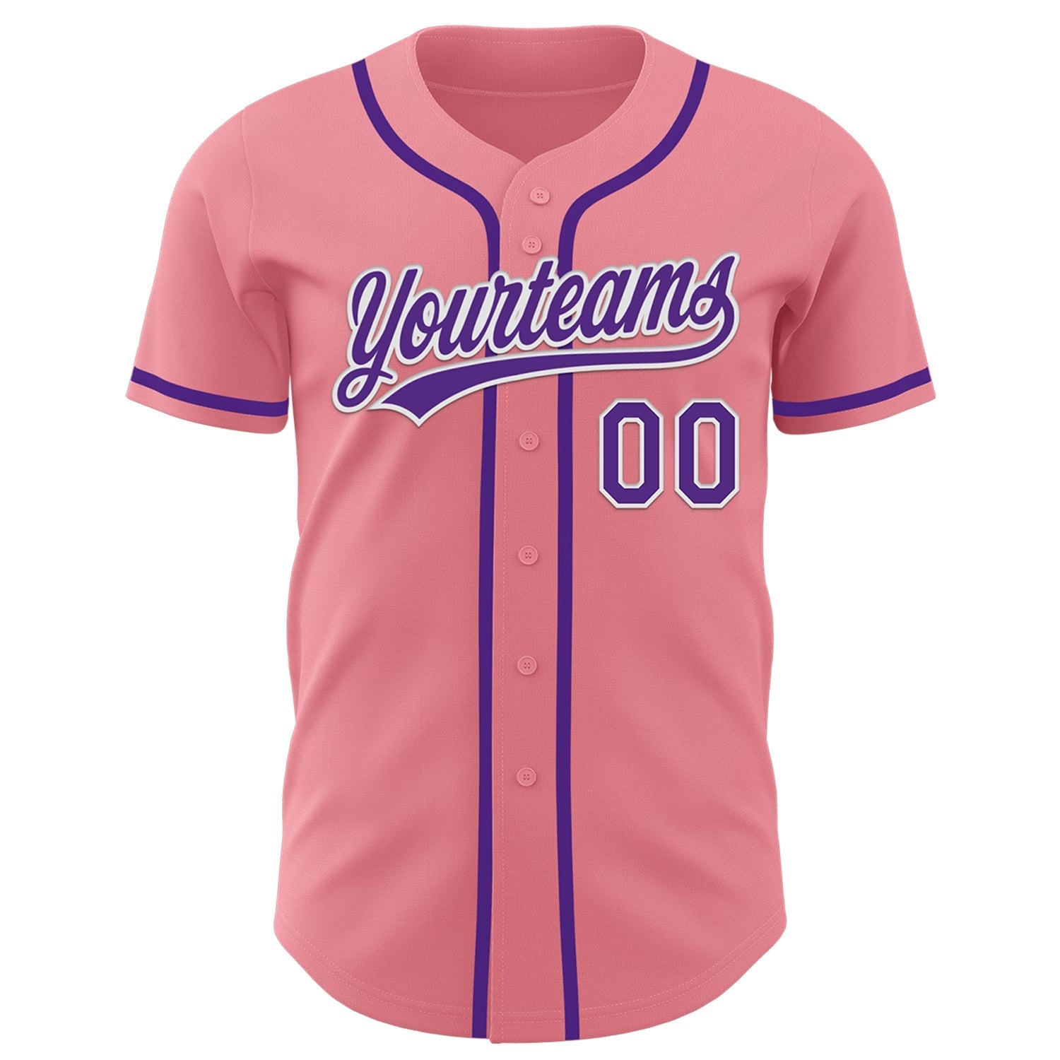 Custom Medium Pink Purple-White Authentic Baseball Jersey baseball jersey product view 2