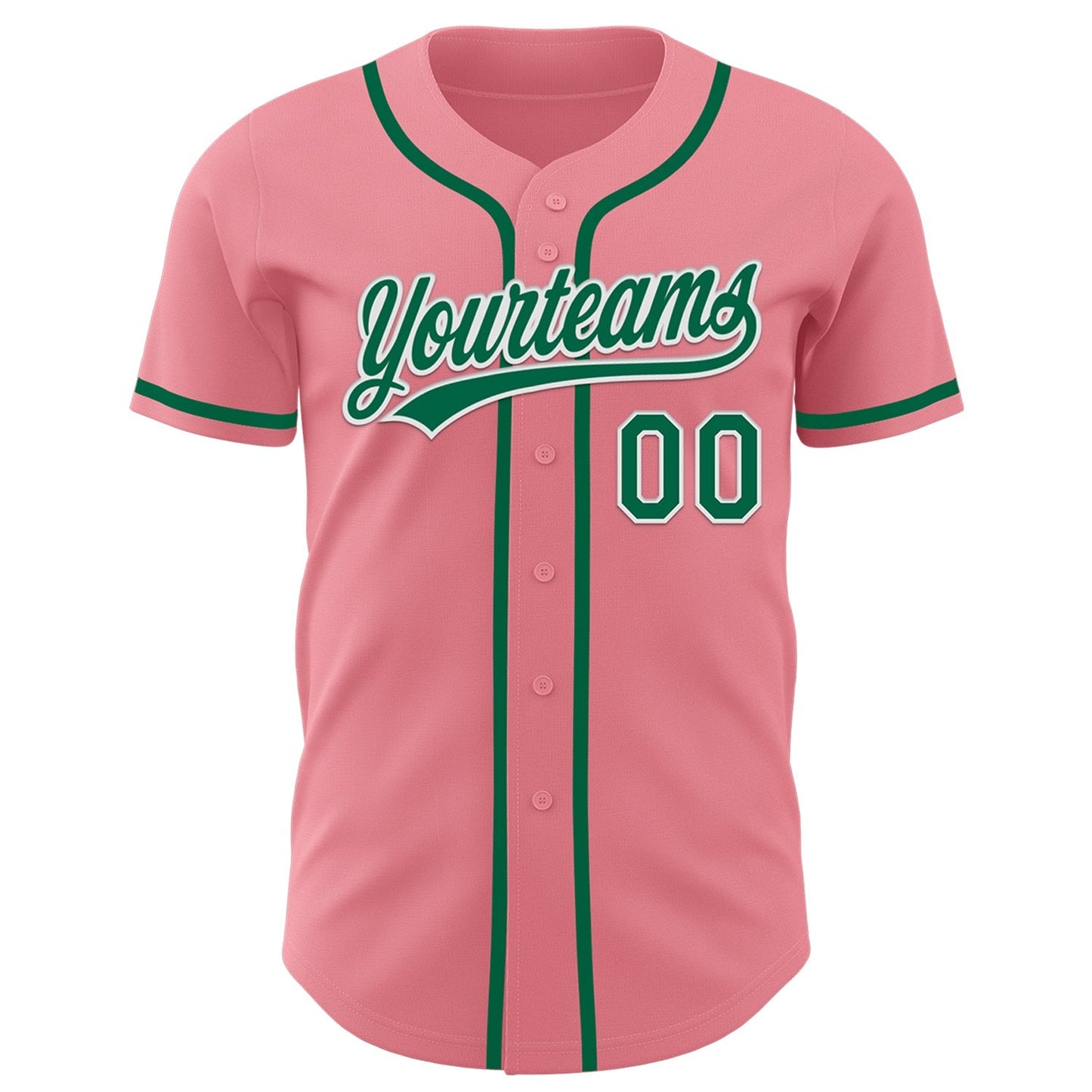 Custom Medium Pink Kelly Green-White Authentic Baseball Jersey baseball jersey product view 2