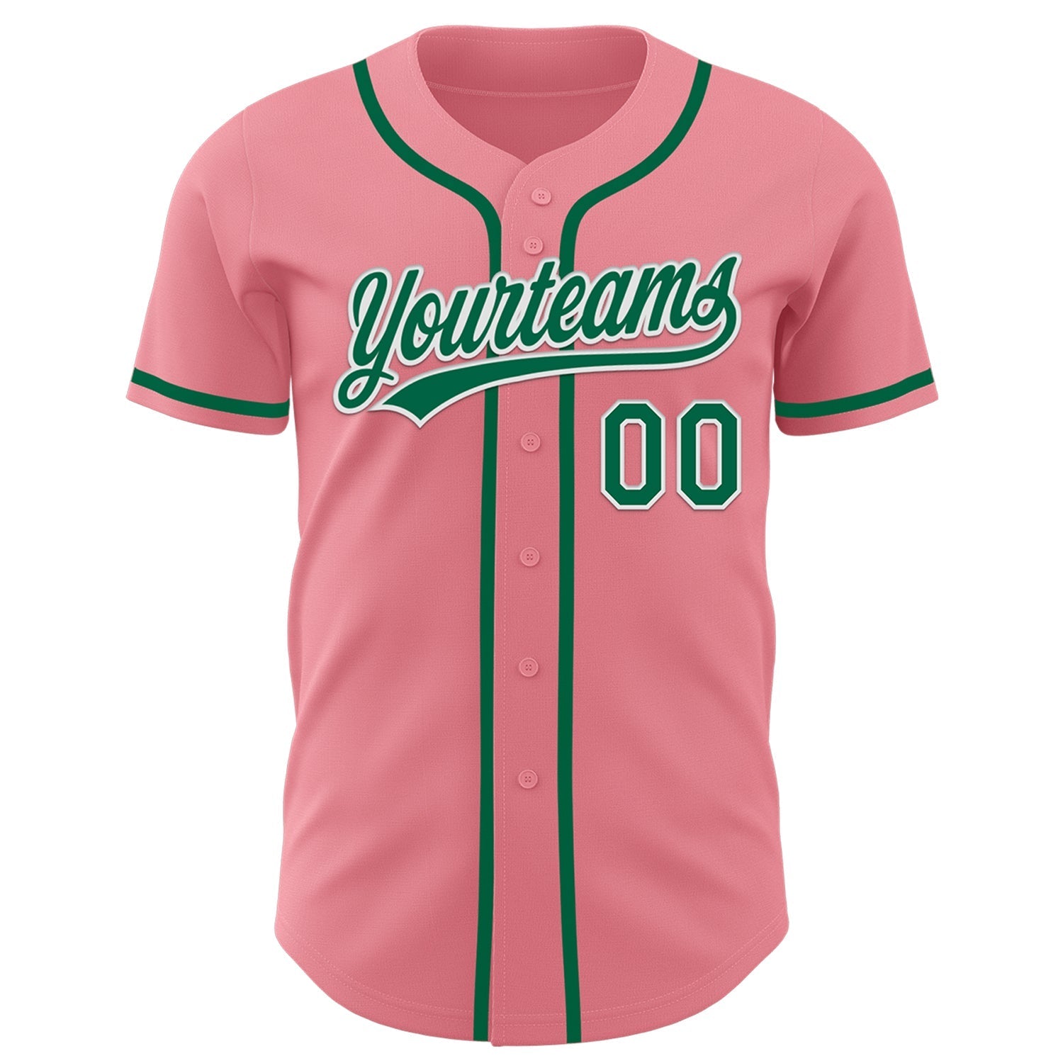 Custom Medium Pink Kelly Green-White Authentic Baseball Jersey baseball jersey product view 2