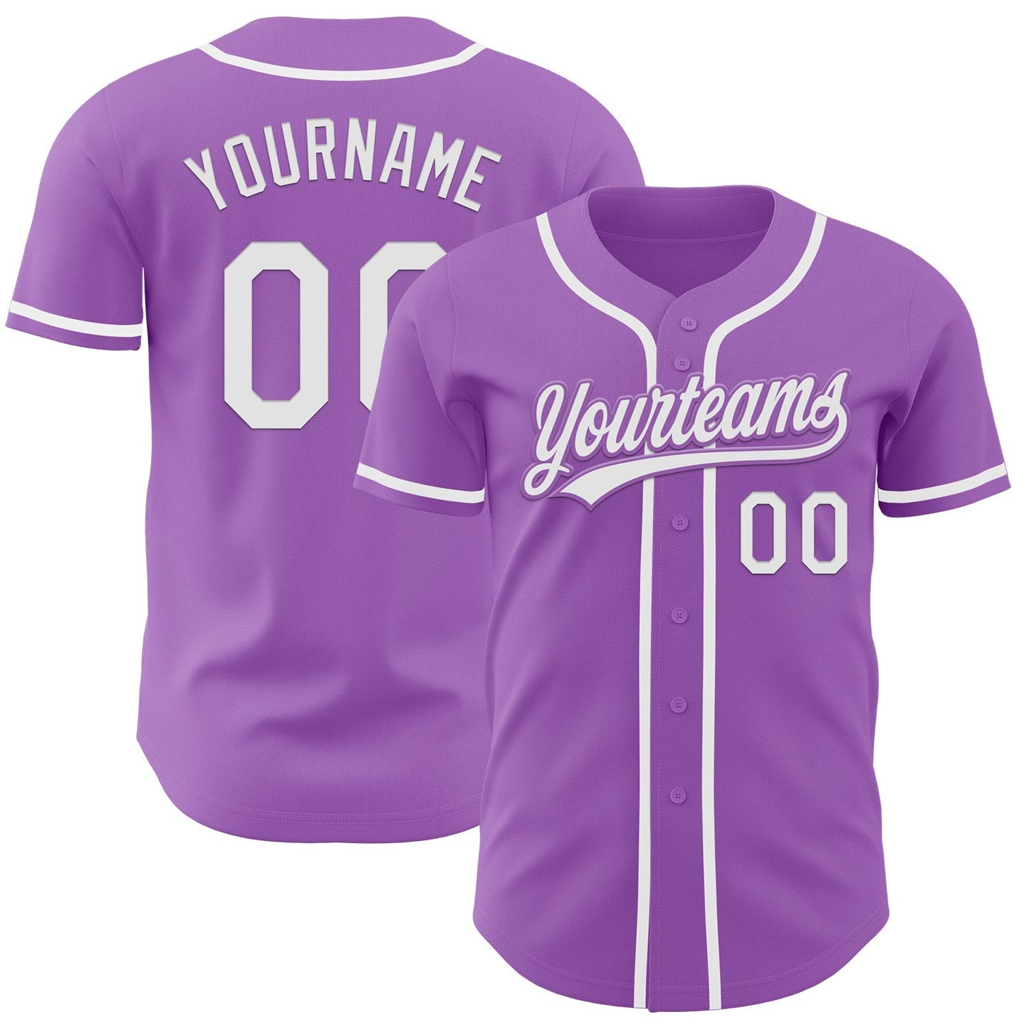 Custom Medium Purple White Authentic Baseball Jersey baseball jersey product view 1