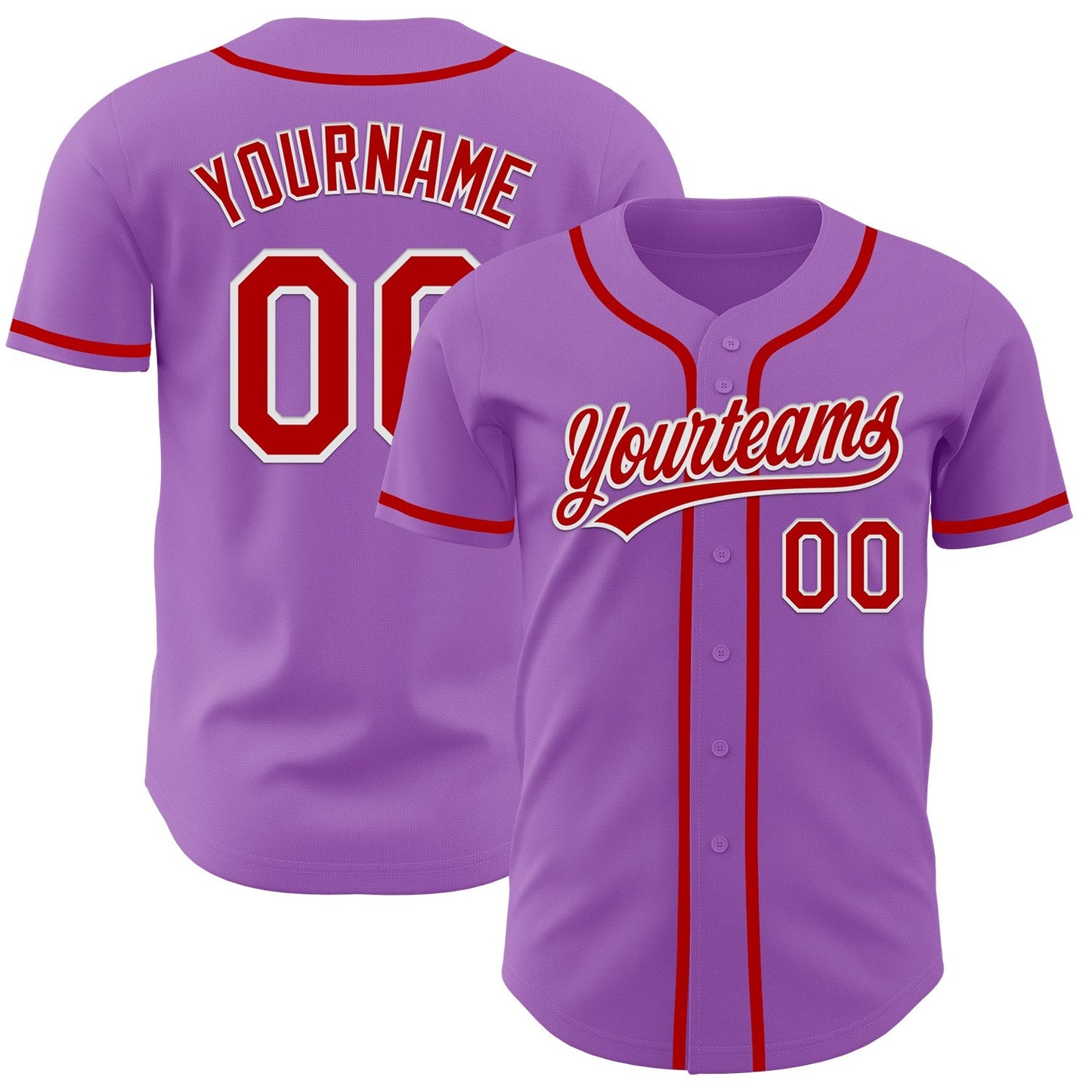 Custom Medium Purple Red-White Authentic Baseball Jersey baseball jersey product view 1