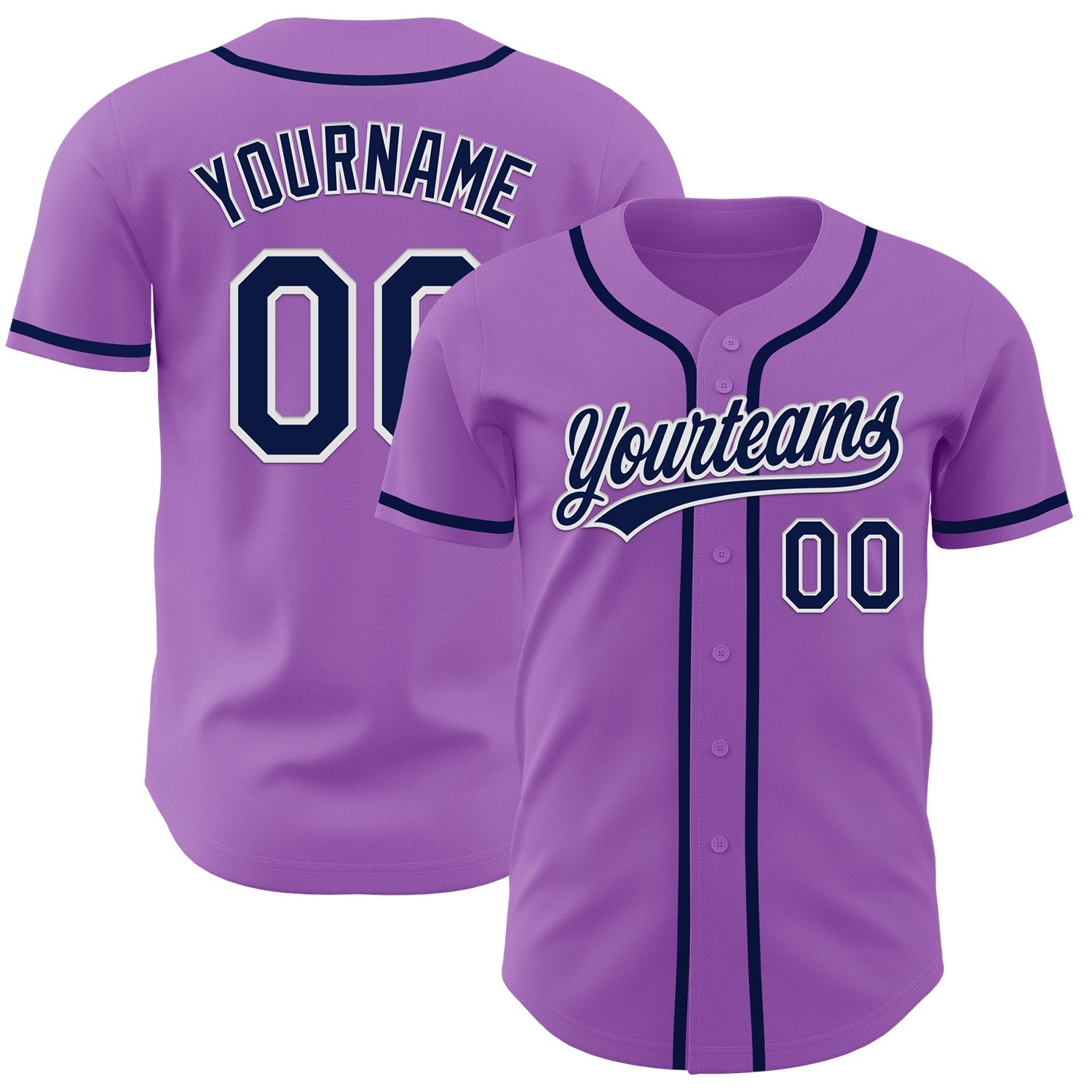 Custom Medium Purple Navy-White Authentic Baseball Jersey baseball jersey product view 1