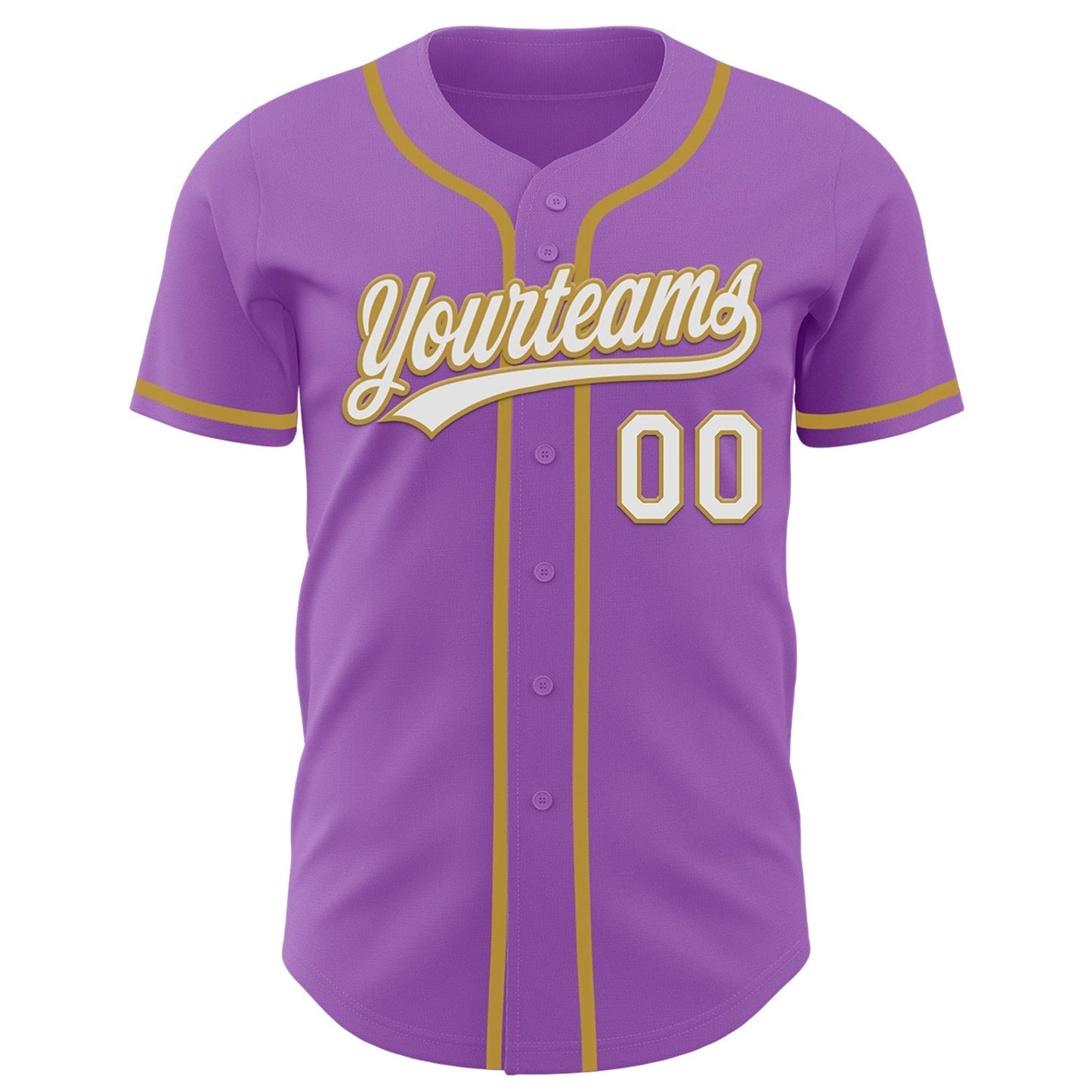 Custom Medium Purple White-Old Gold Authentic Baseball Jersey baseball jersey product view 2