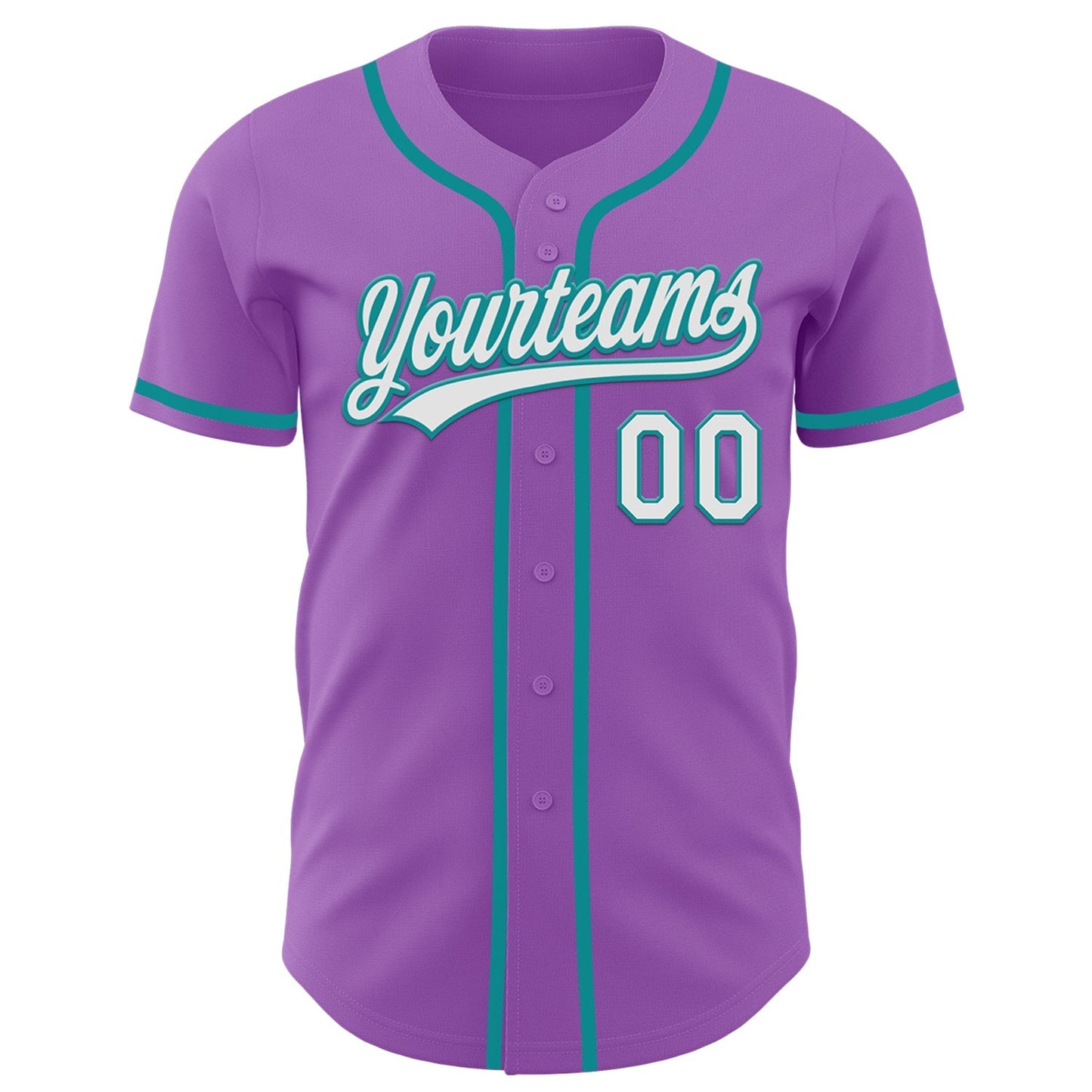Custom Medium Purple White-Teal Authentic Baseball Jersey baseball jersey product view 2