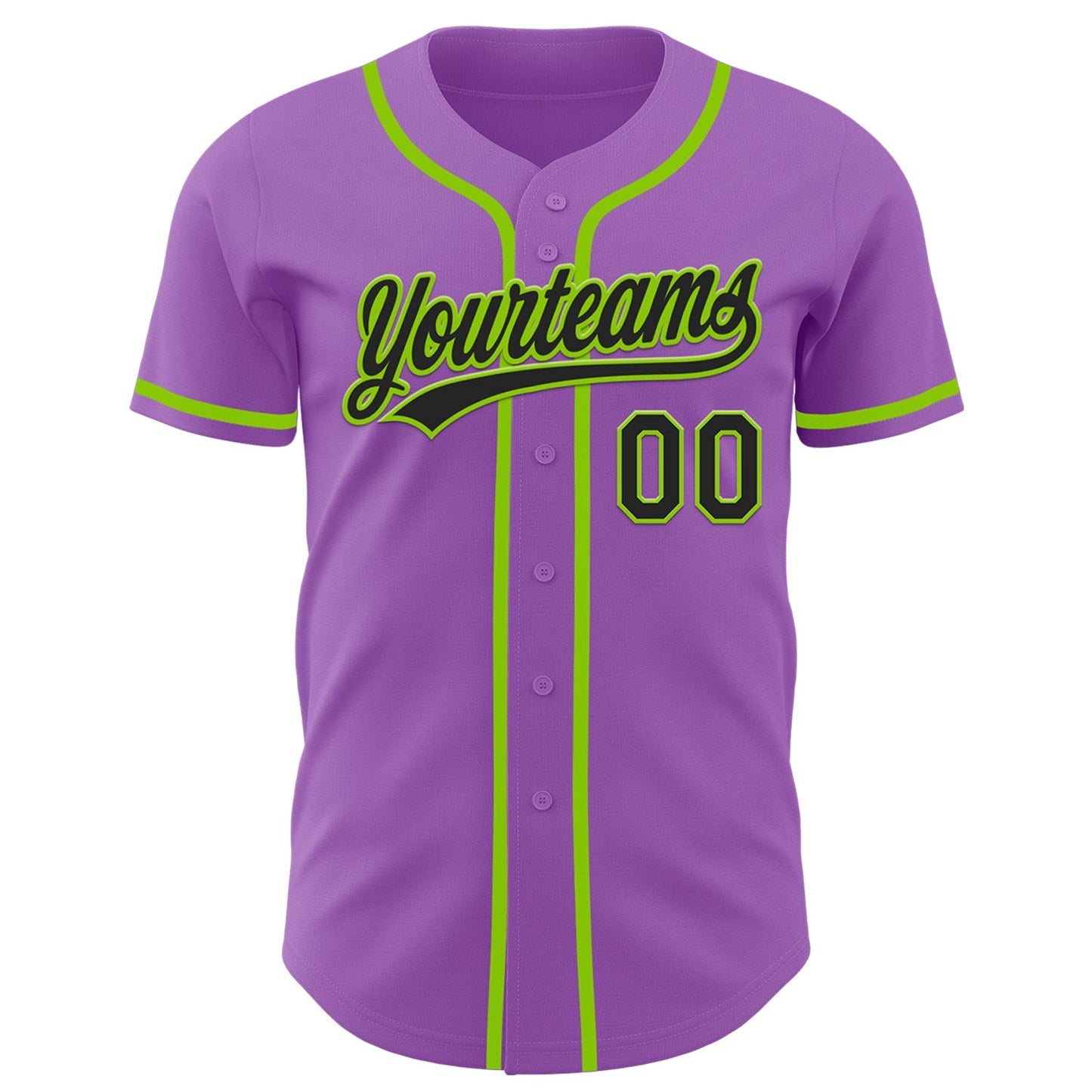 Custom Medium Purple Black-Neon Green Authentic Baseball Jersey baseball jersey product view 2