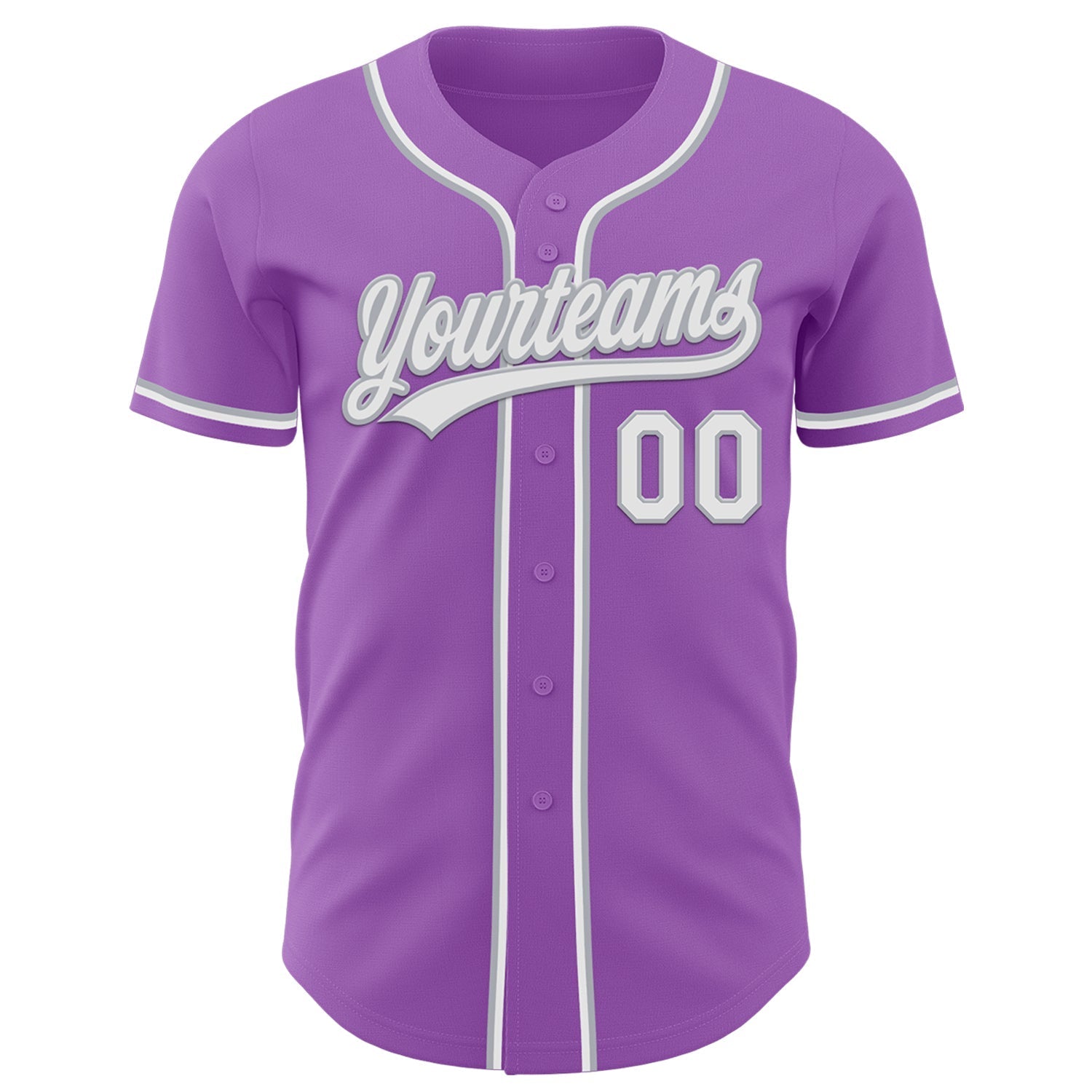 Custom Medium Purple White-Gray Authentic Baseball Jersey baseball jersey product view 2