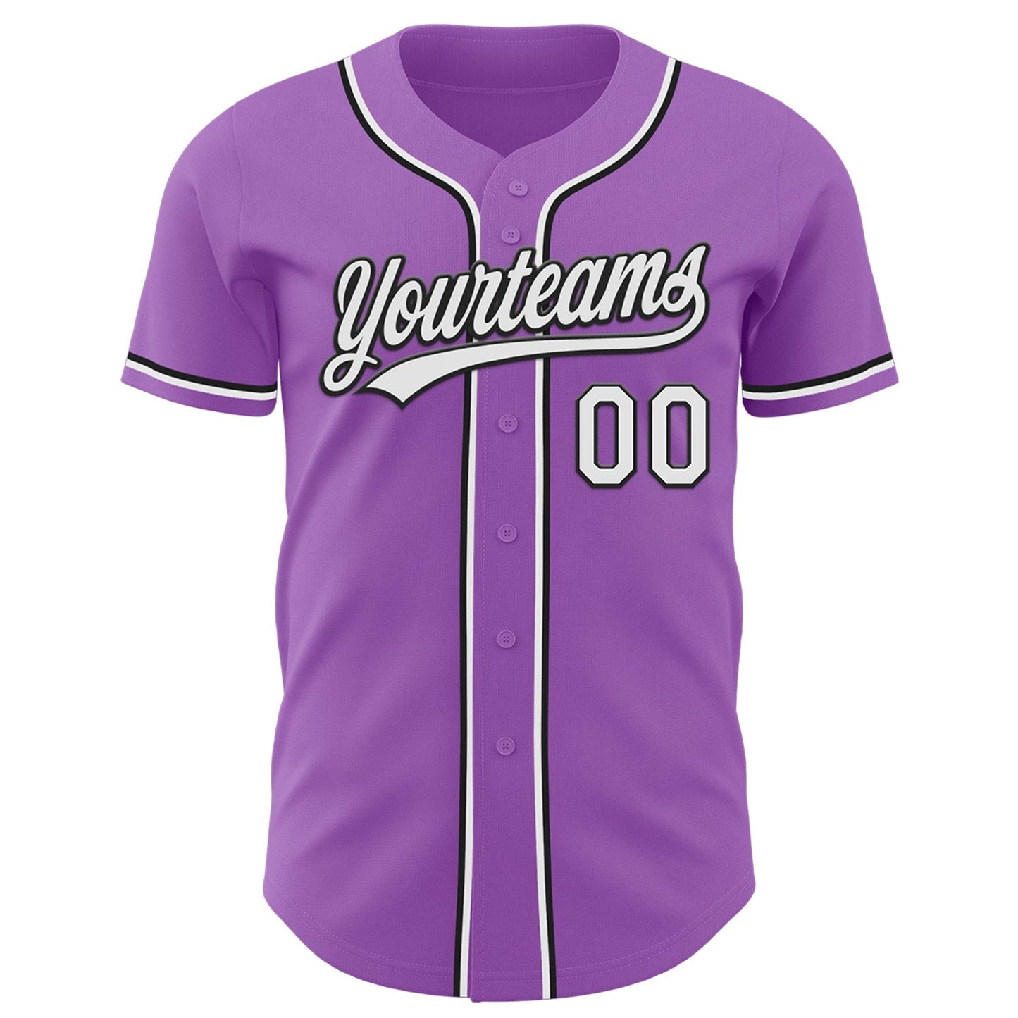 Custom Medium Purple White-Black Authentic Baseball Jersey baseball jersey product view 2
