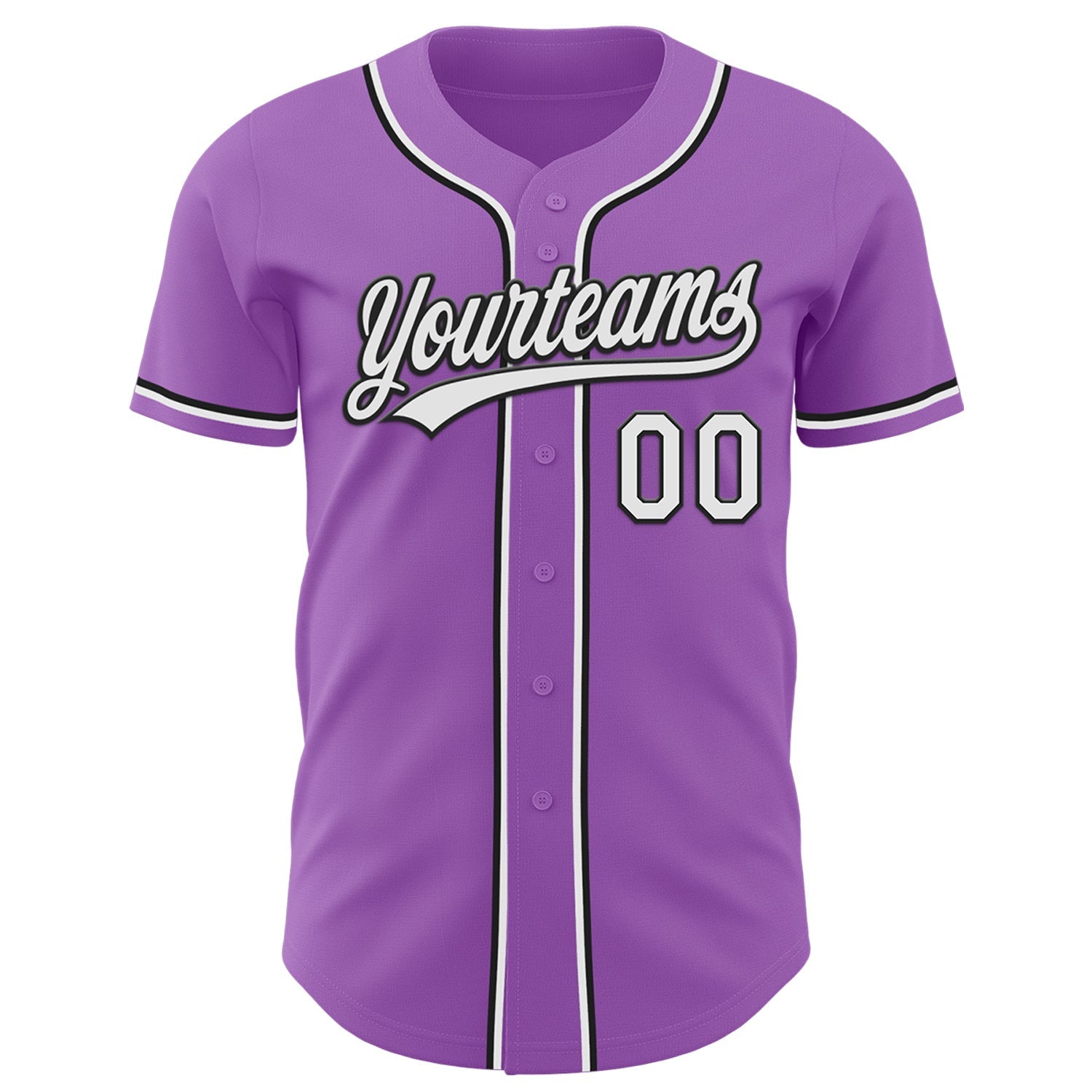 Custom Medium Purple White-Black Authentic Baseball Jersey baseball jersey product view 2
